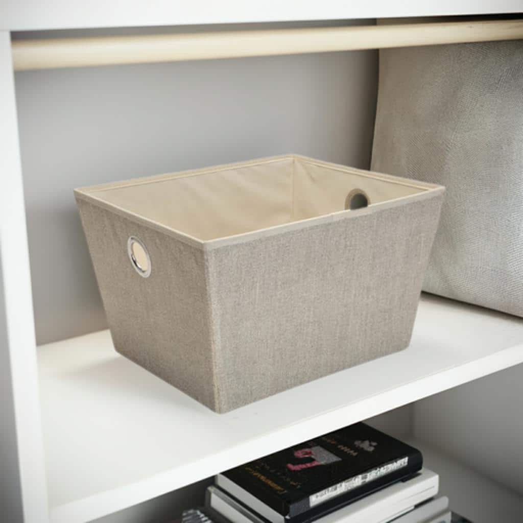 Simplify Large Faux Jute Grommet Storage Bin