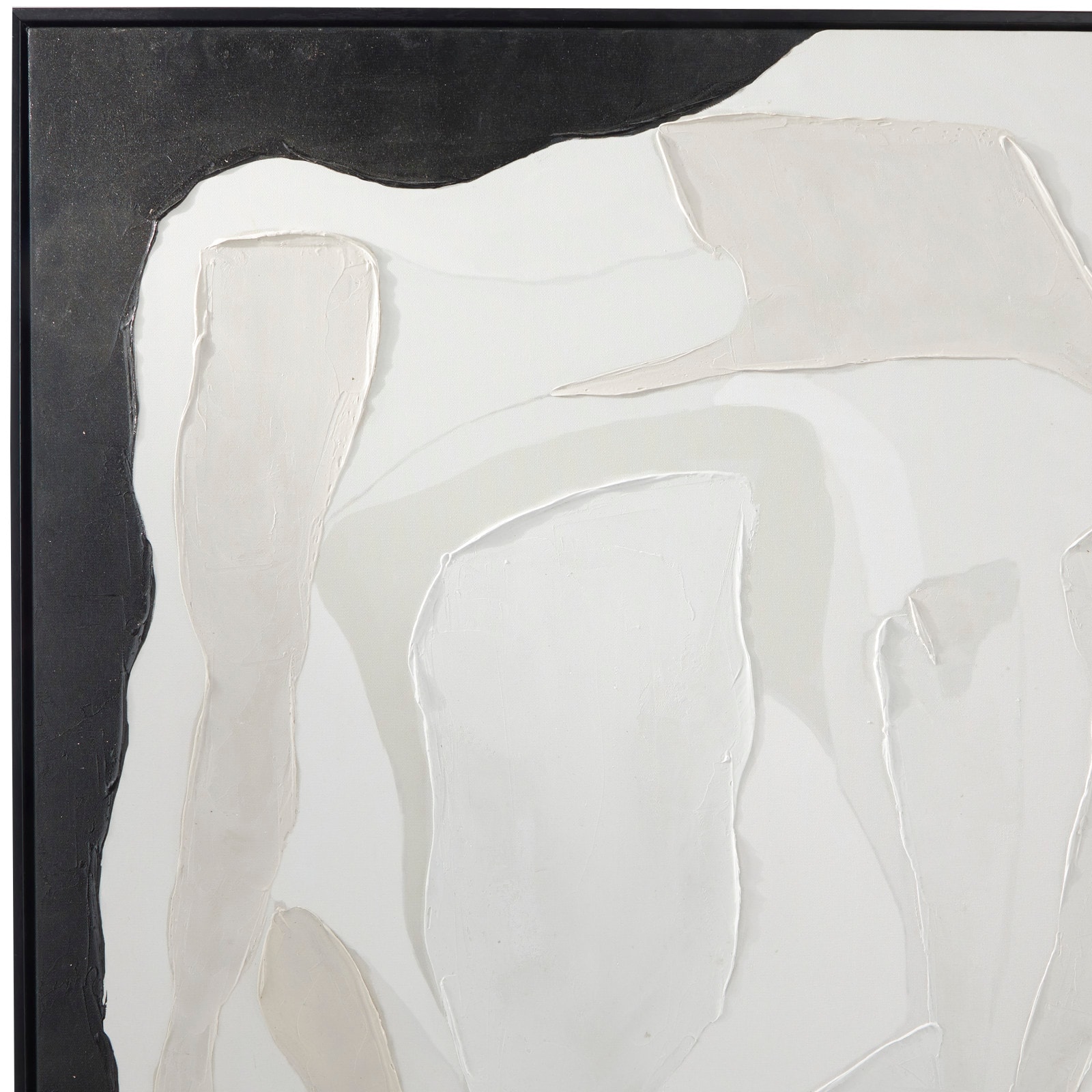 White Canvas Abstract Framed Wall Art with Black Frame Set of 2 30&#x22;, 40&#x22;