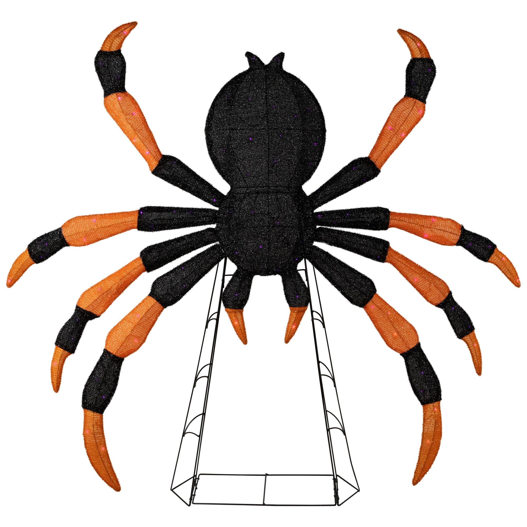 Lighted Spider Halloween Decoration - 4.5&#x27; - Black and Orange - Purple LED Lights
