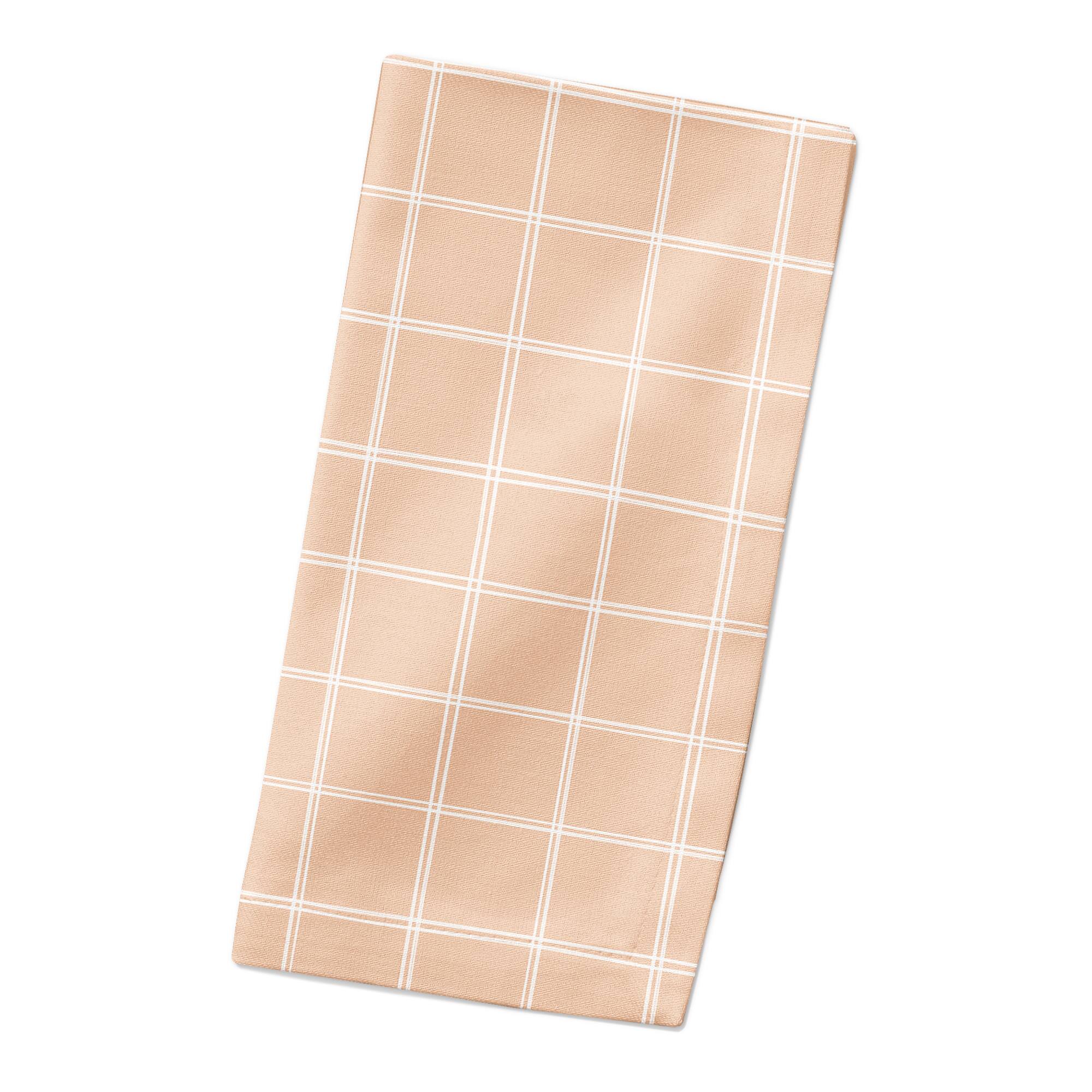 Peach Grid 10&#x22; x 10&#x22; Cotton Twill Napkin
