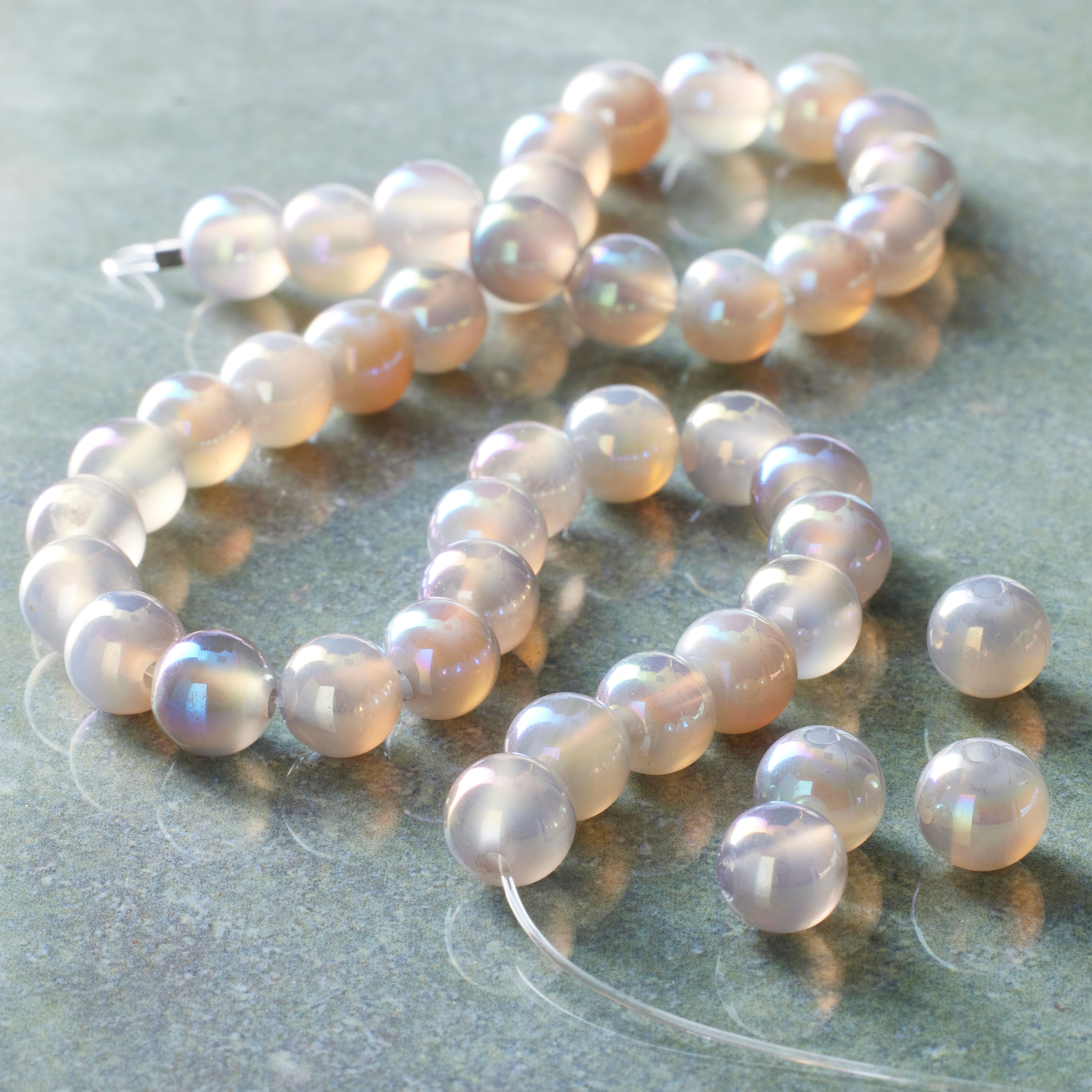 Gray Electroplated Agate Round Beads, 6mm by Bead Landing™