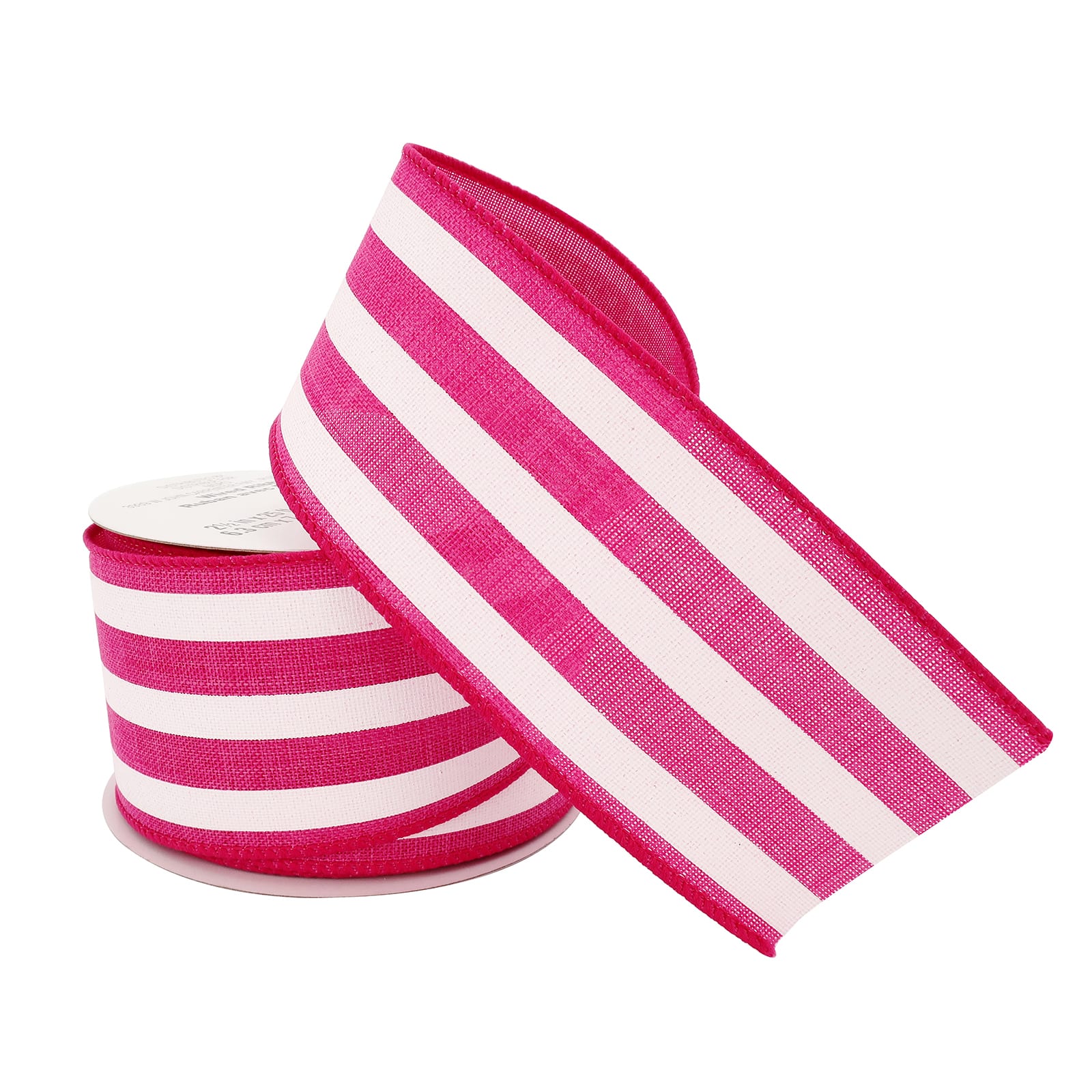 12 Pack: 2.5" x 25ft. Faux Linen Wired Thick Striped Ribbon by Celebrate It™ Décor