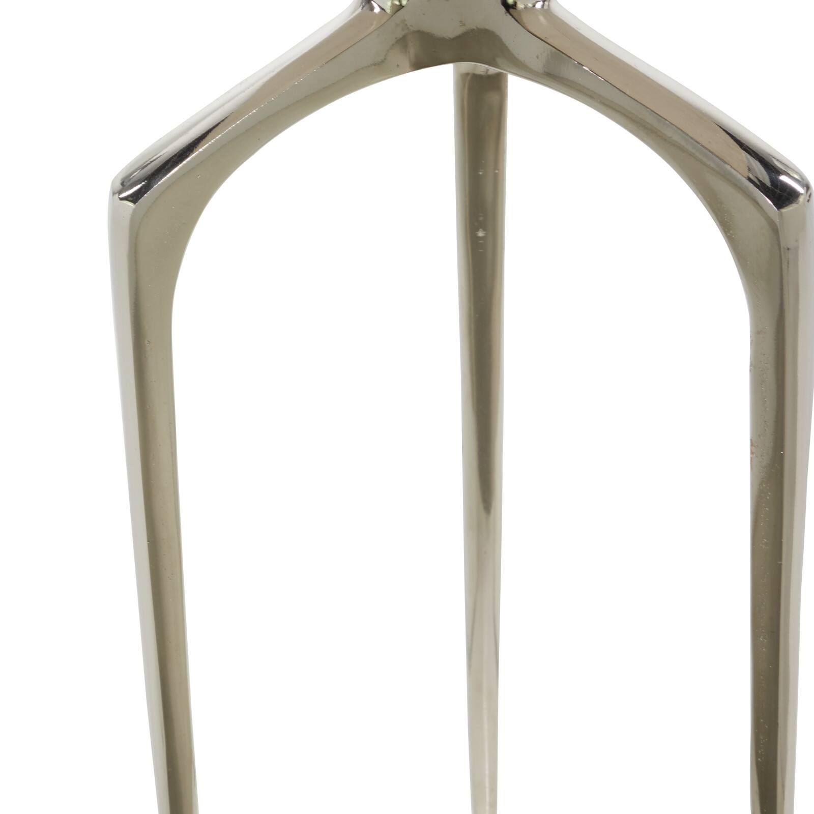 13" Contemporary Round Silver Raised Edge Accent Table