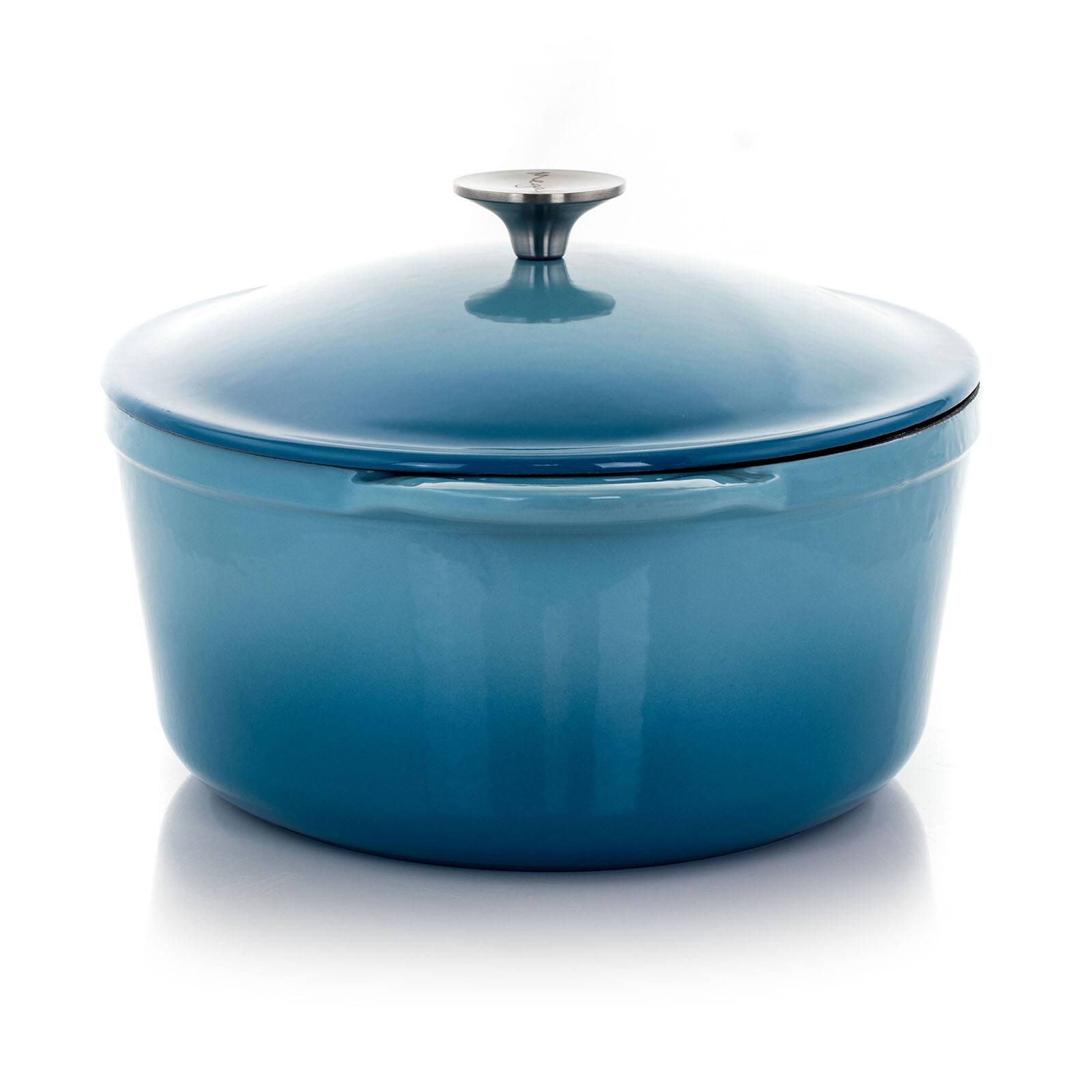 MegaChef Blue Enameled Cast Iron Casserole