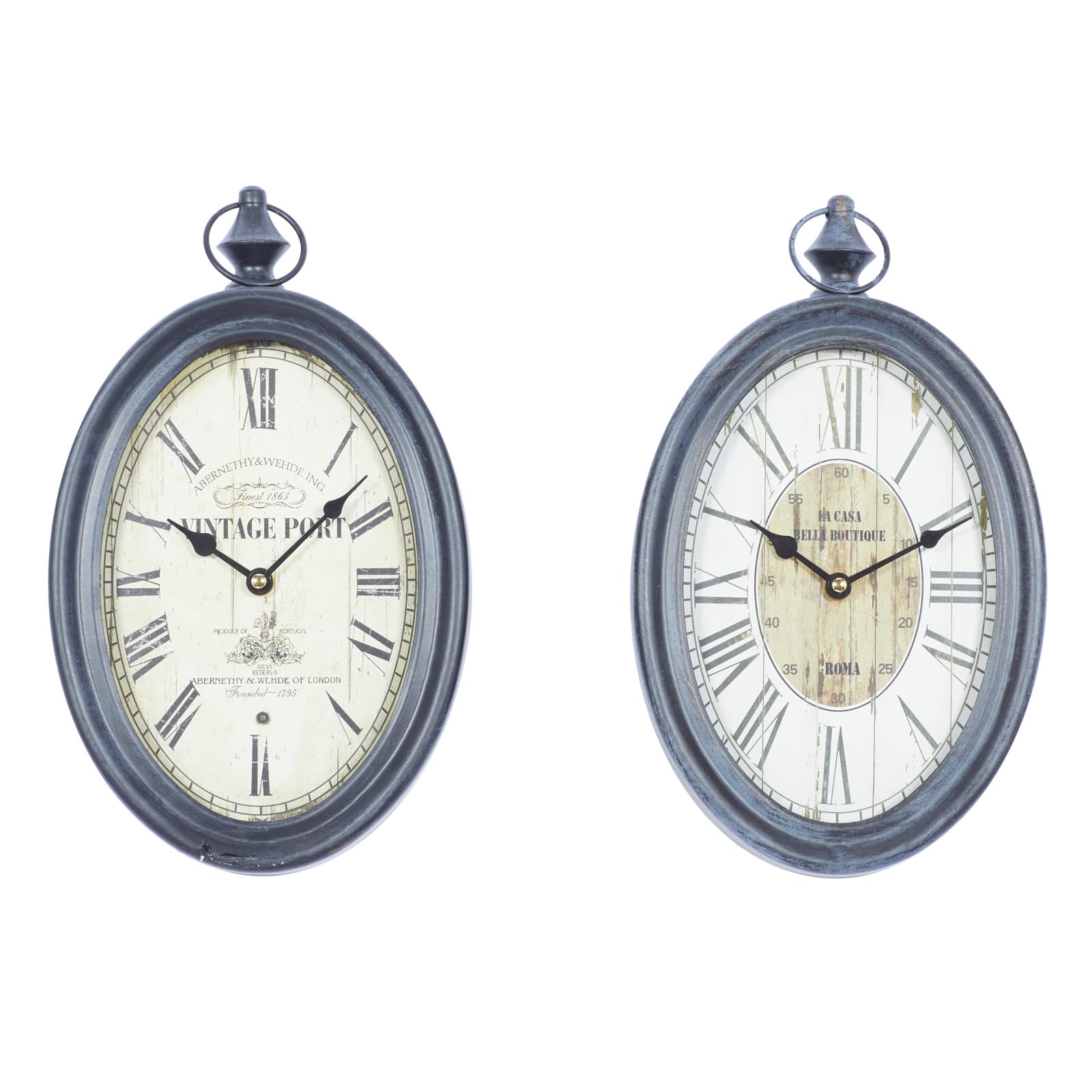 15&#x22; Metal Vintage Wall Clock, 2ct.