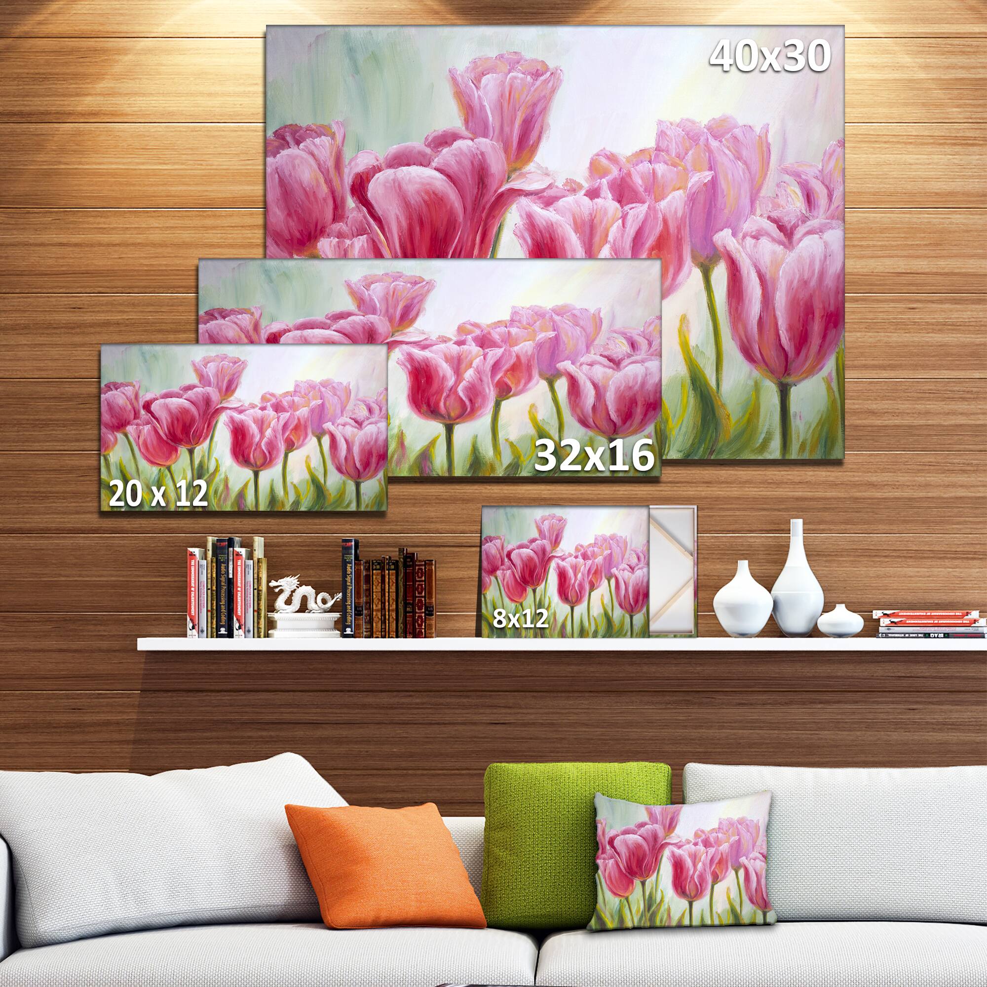 Designart - Tulips in a Row - Floral Art Canvas Print