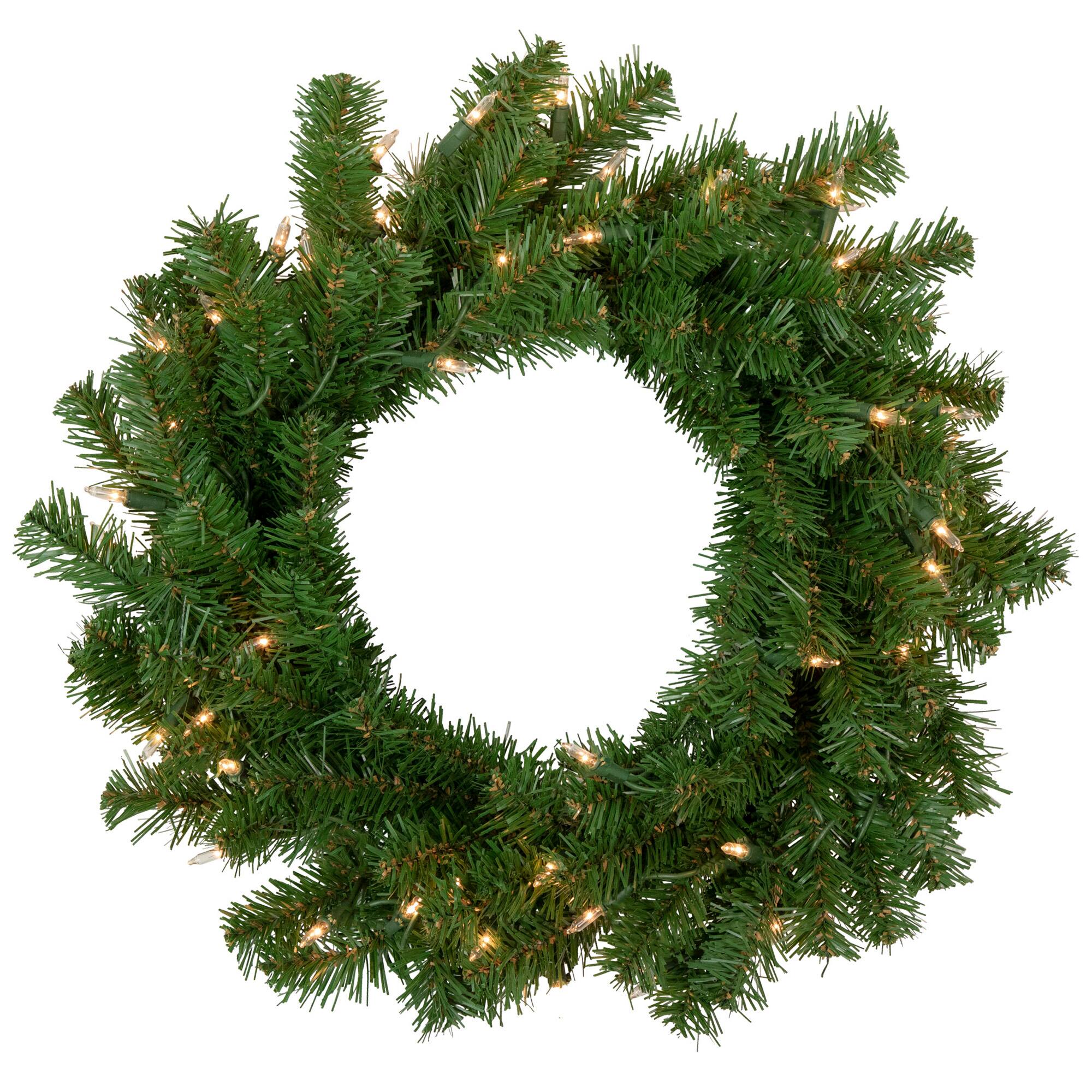 18" Deluxe Dorchester Pine Christmas Wreath, Clear Lights