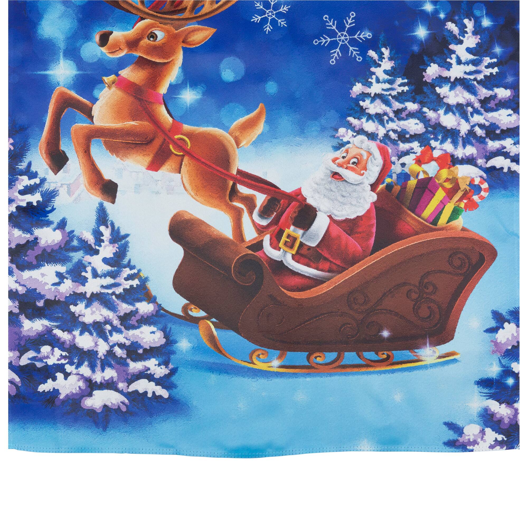 Santa&#x27;s Reindeer-Drawn Sleigh Ride Christmas Outdoor Flag - 40&#x22; x 28&#x22;