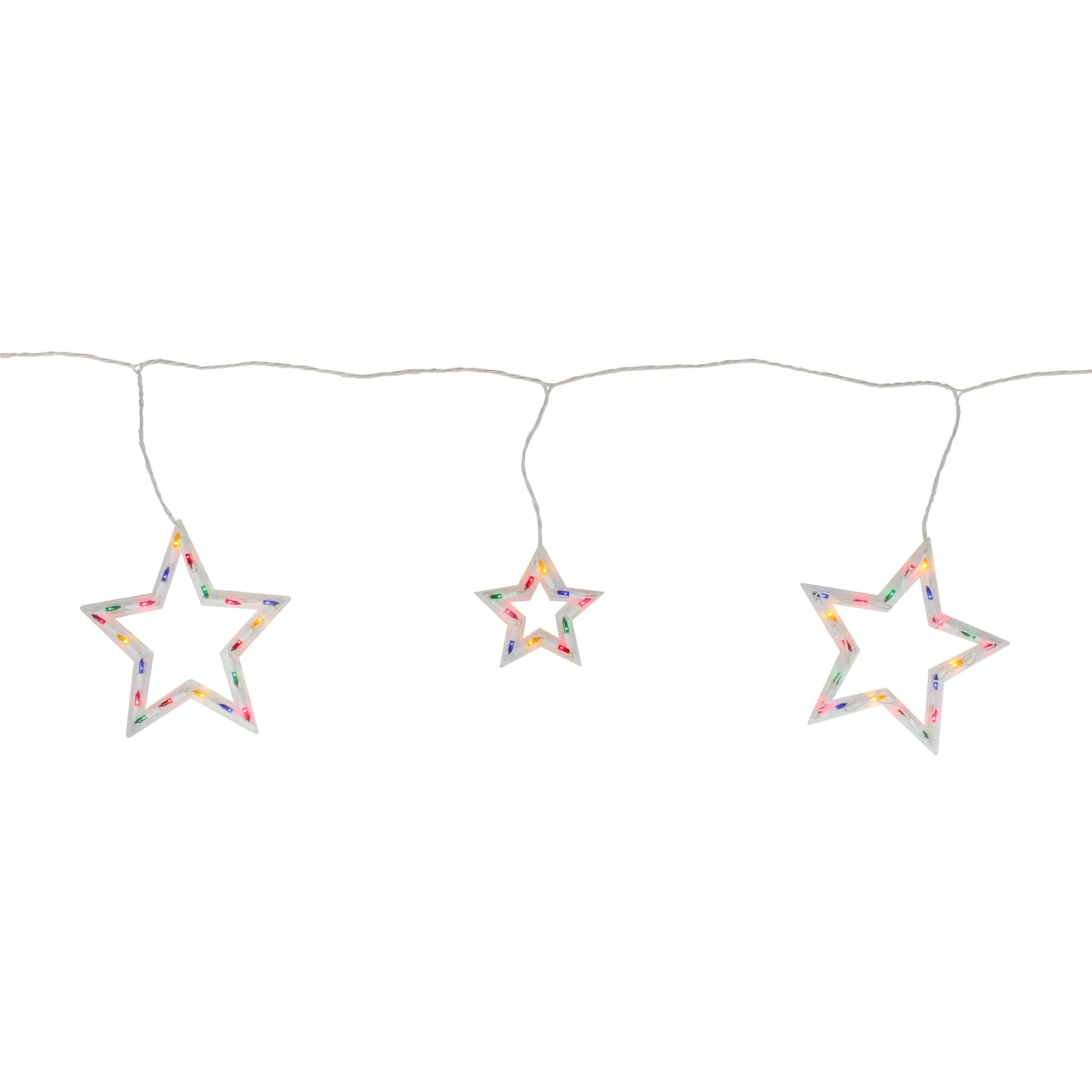 100ct. Multicolor Star Shaped Mini Icicle Lights with White Wire