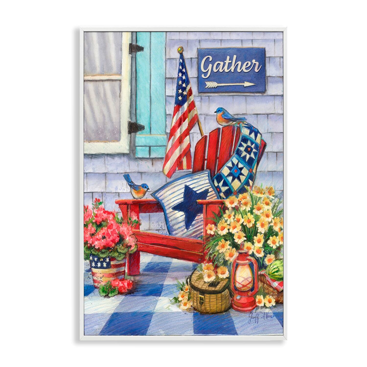 Stupell Industries Patriotic Porch View Framed Giclee Art