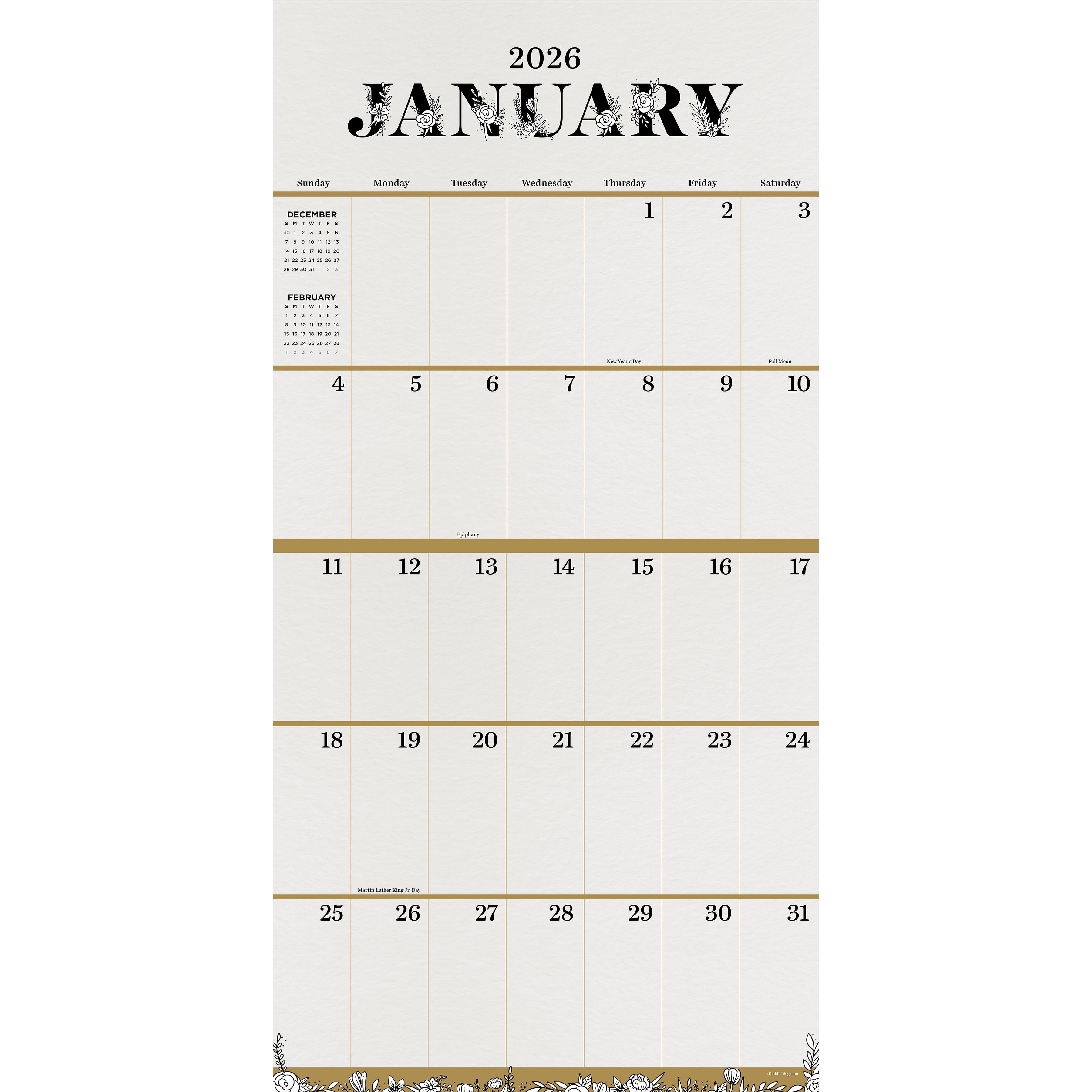2026 Big Grid-Floral Wall Calendar
