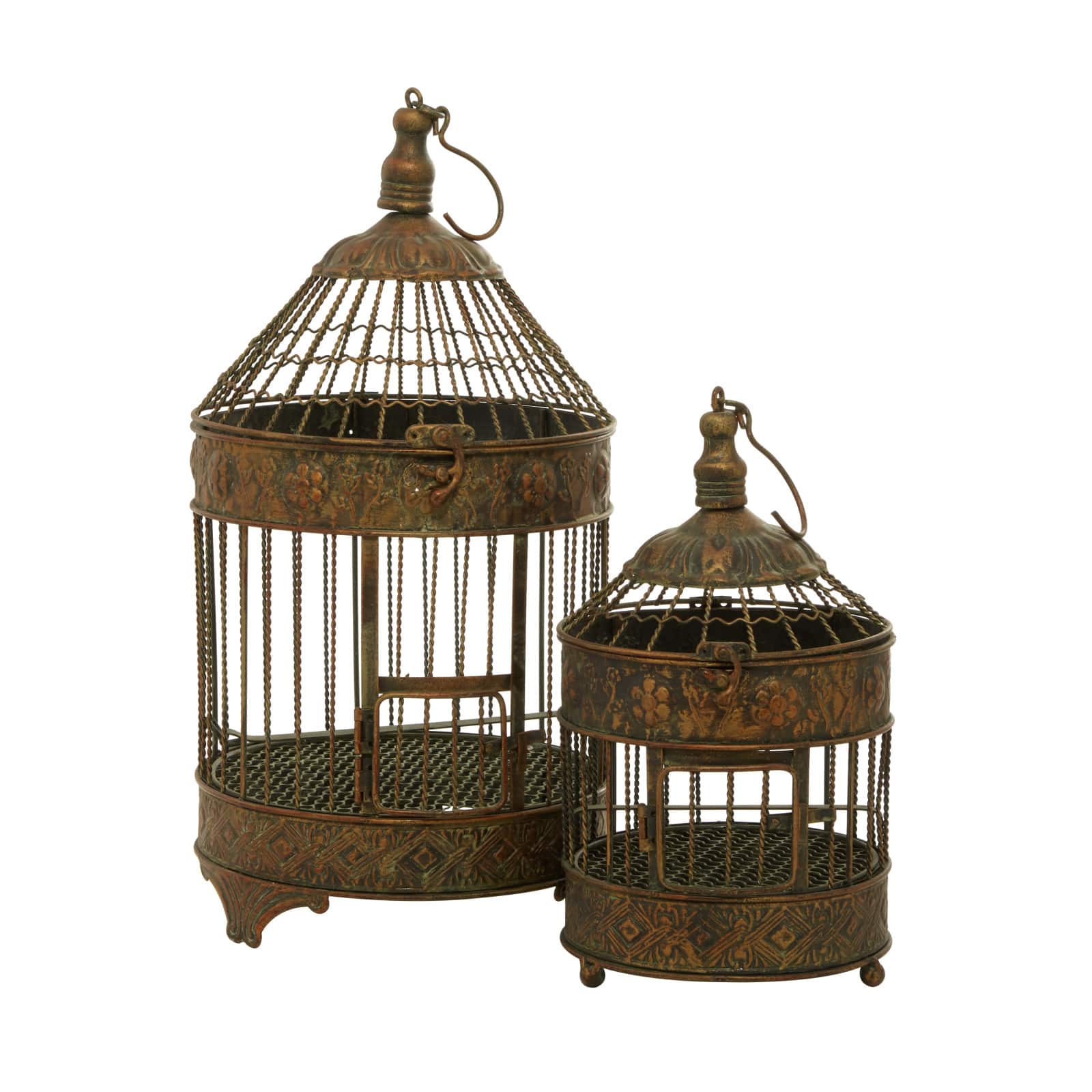 Vintage Bronze Metallic Tapered Bird Cage Set