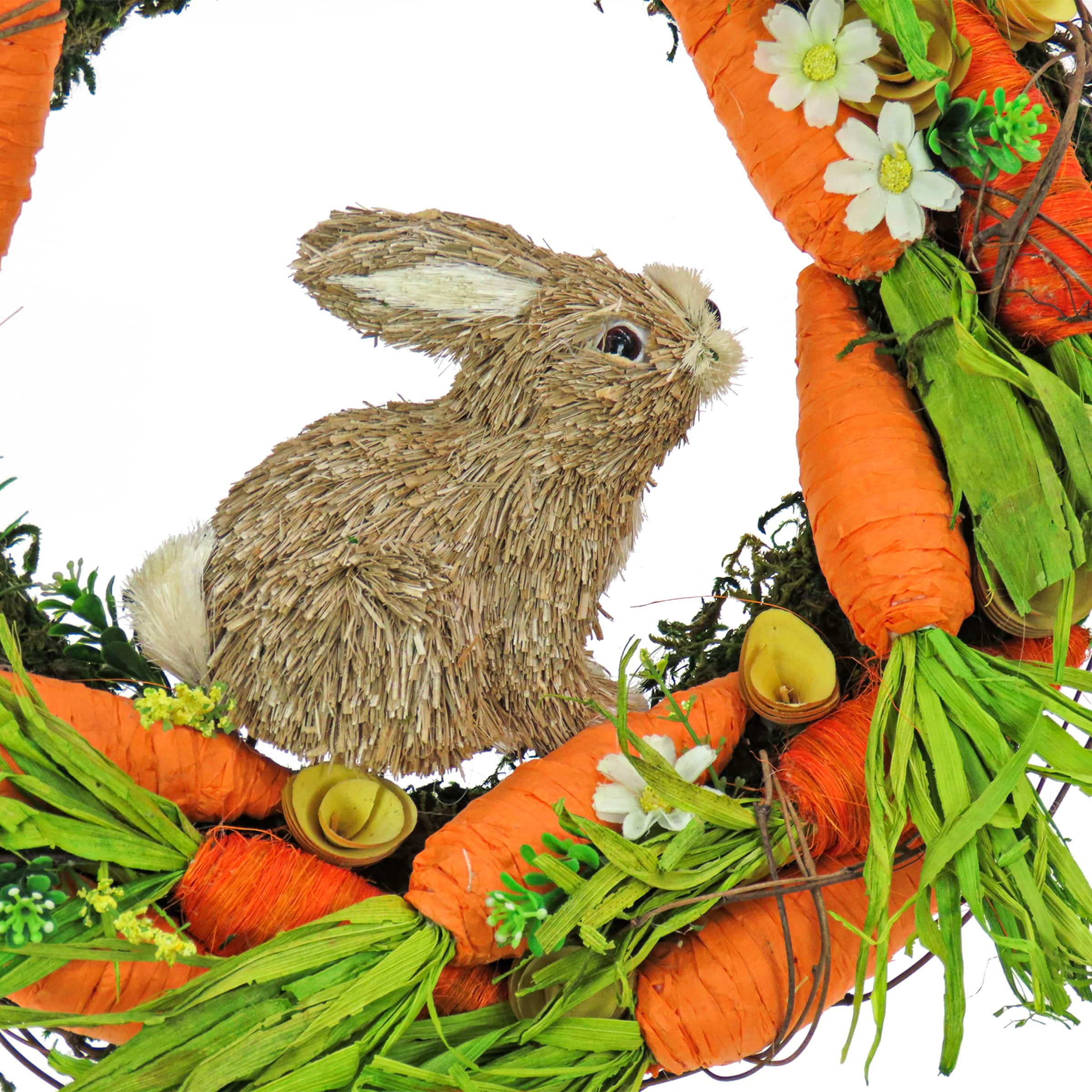 15&#x22; Carrot Wreath with Bunny Rabbit