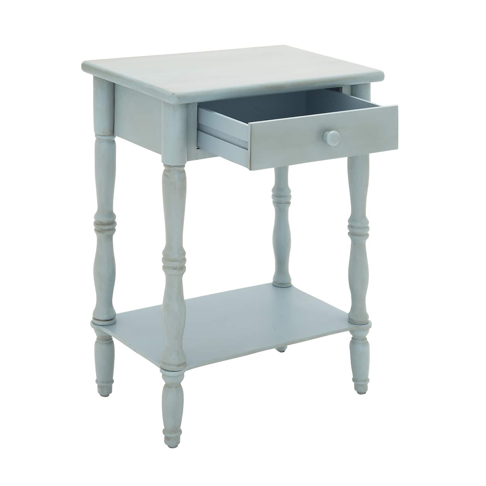 2.5ft. Aquamarine Wood Farmhouse Accent Table