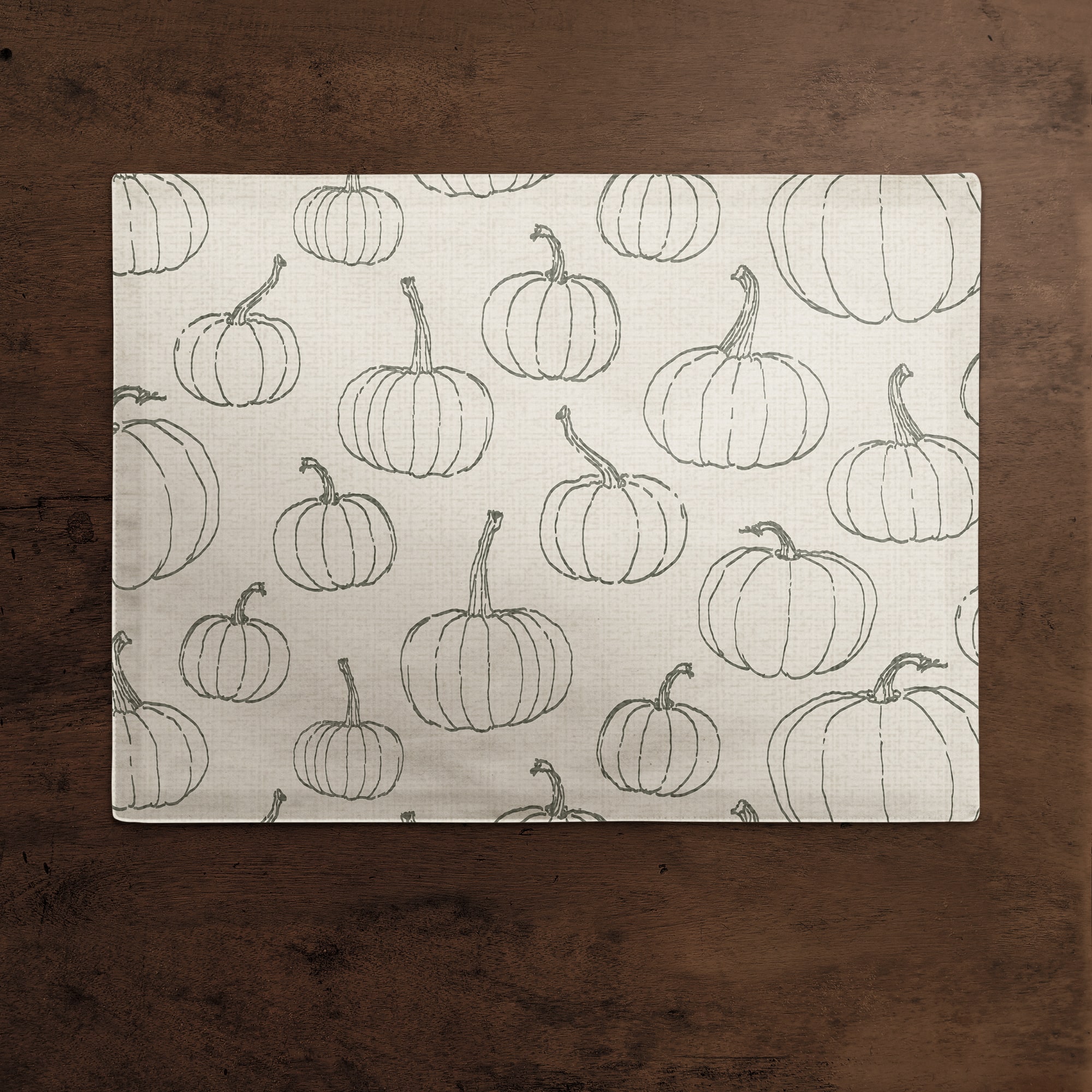 White Pumpkin Pattern Cotton Twill Placemat