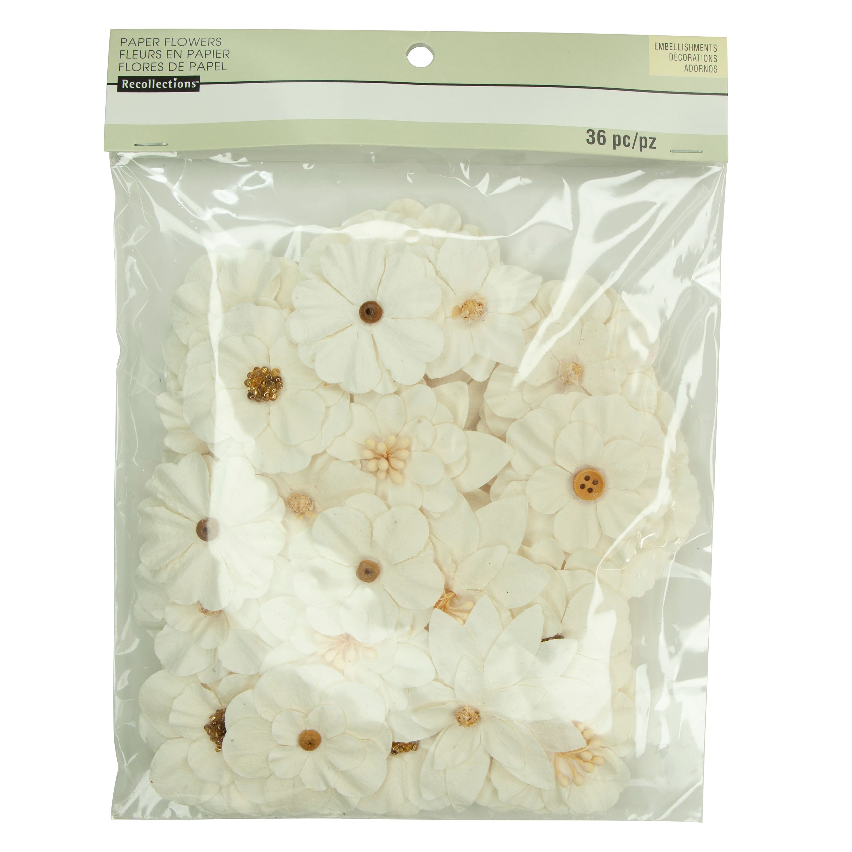 12 Pack: White Paper Flower Embellishments By Recollections&#x2122;