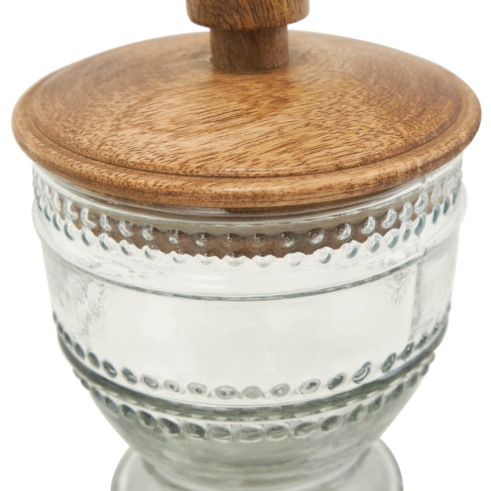 Clear Glass Beaded Decorative Jars Set