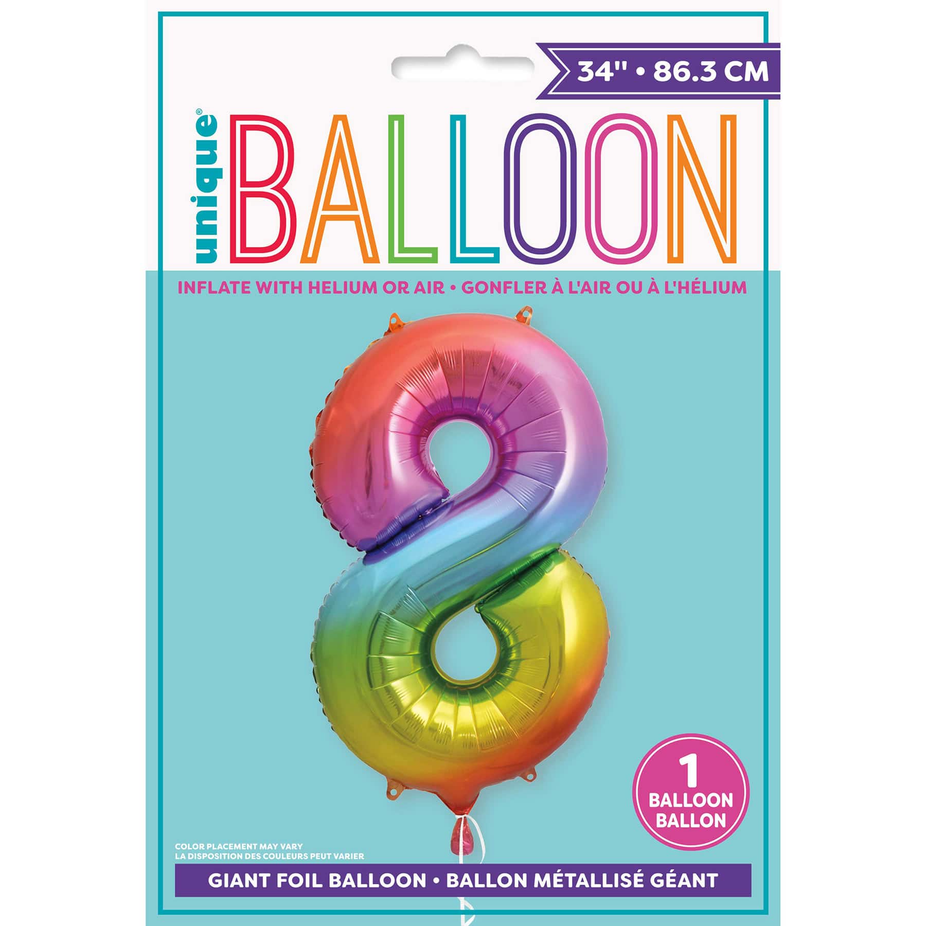 34&#x22; Giant Foil Rainbow Number Balloon