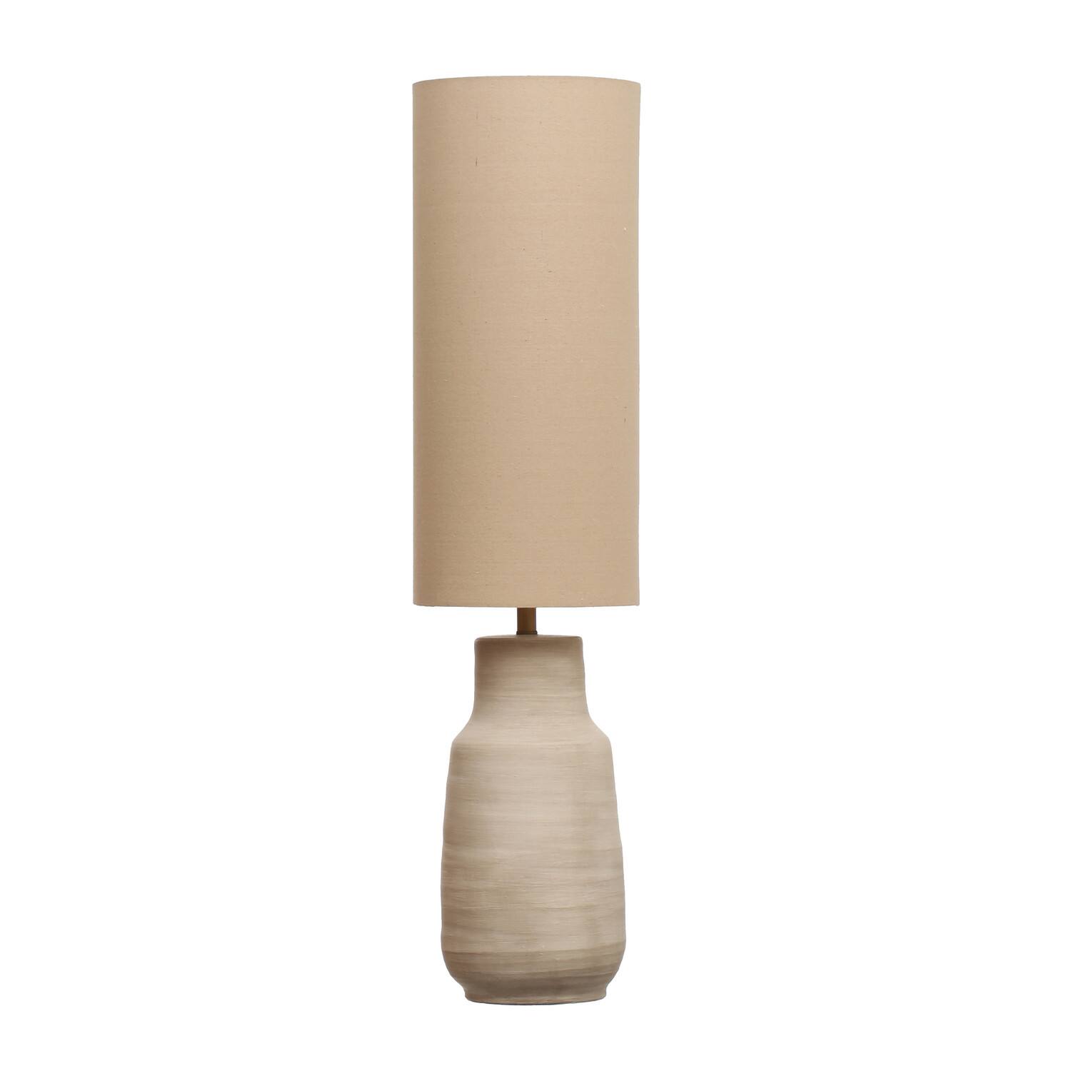 Hello Honey® 4ft. Sand Color Ceramic Floor Lamp with Linen Shade