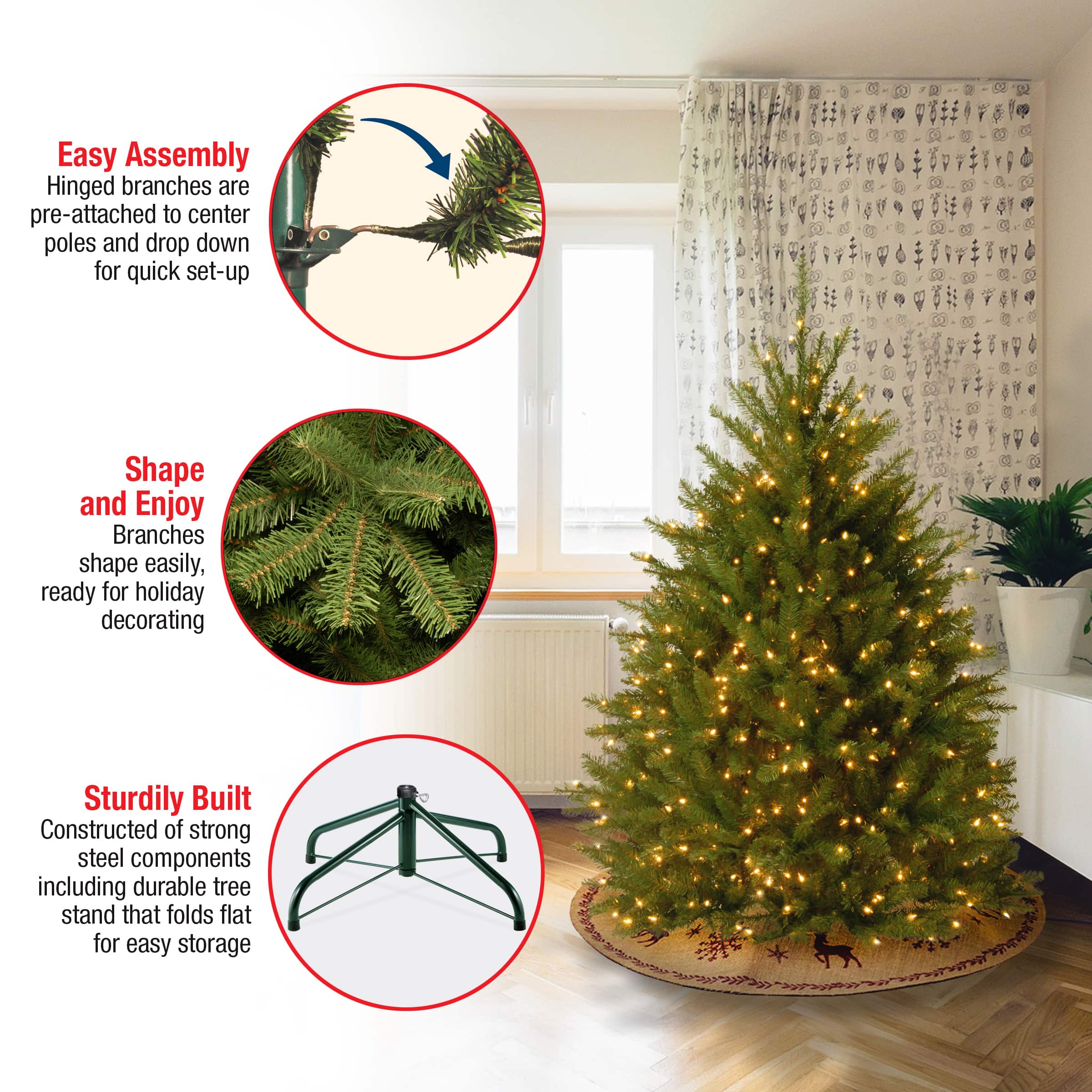 4.5 ft. Pre-Lit Dunhill&#xAE; Fir Full Artificial Christmas Tree, Multicolor Lights