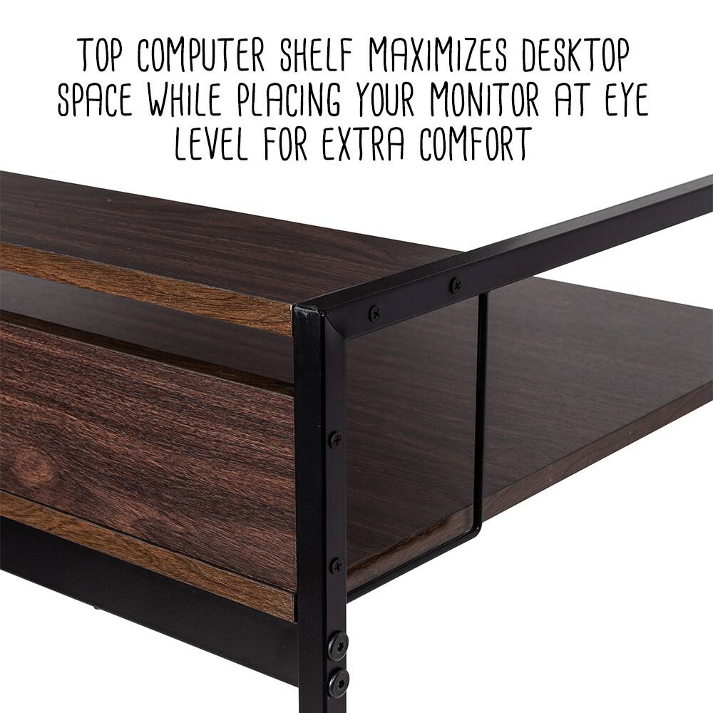 Honey Can Do Walnut &#x26; Black Computer Desk