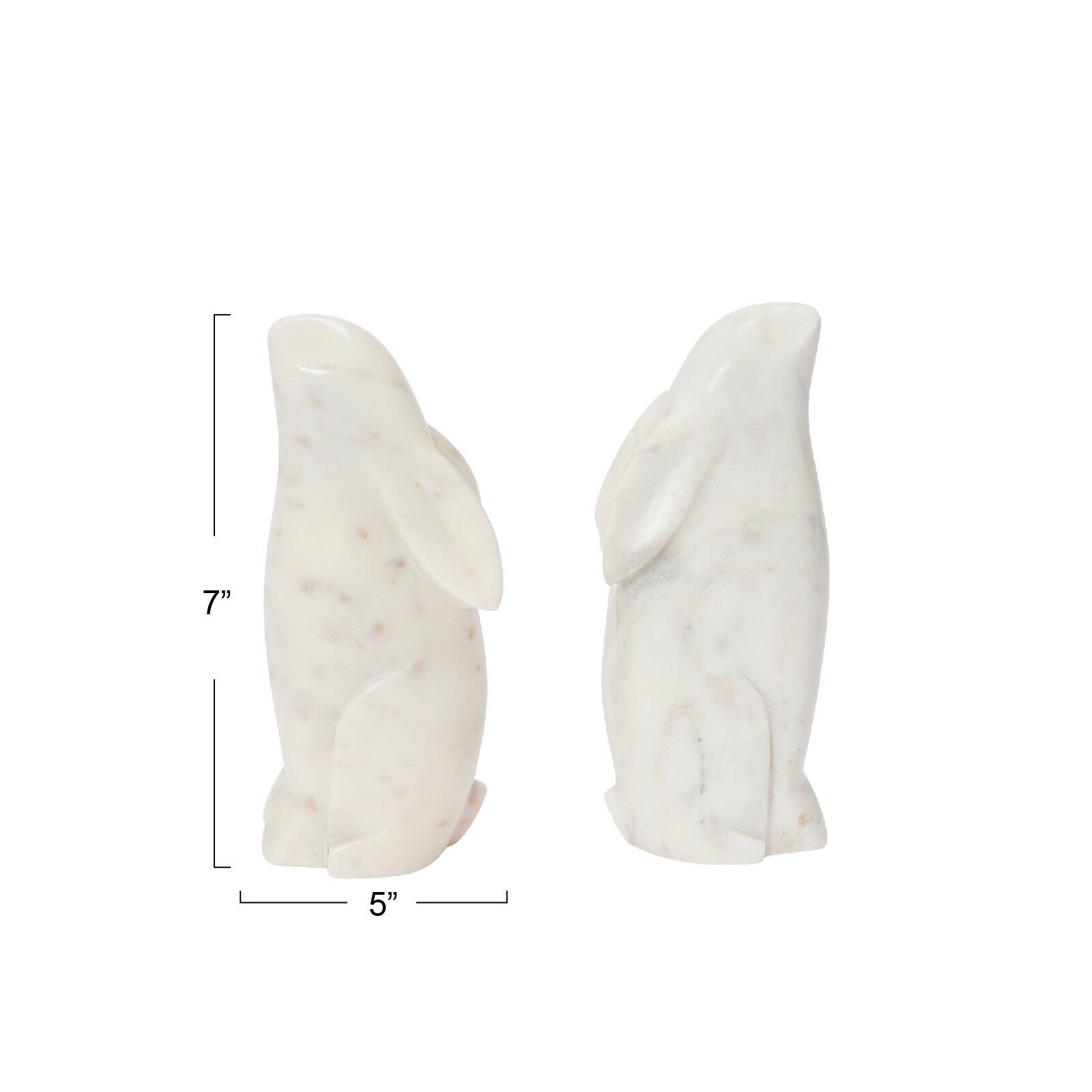 Hello Honey&#xAE; 6.5&#x22; White Rabbit Hand Carved Marble Bookends Set