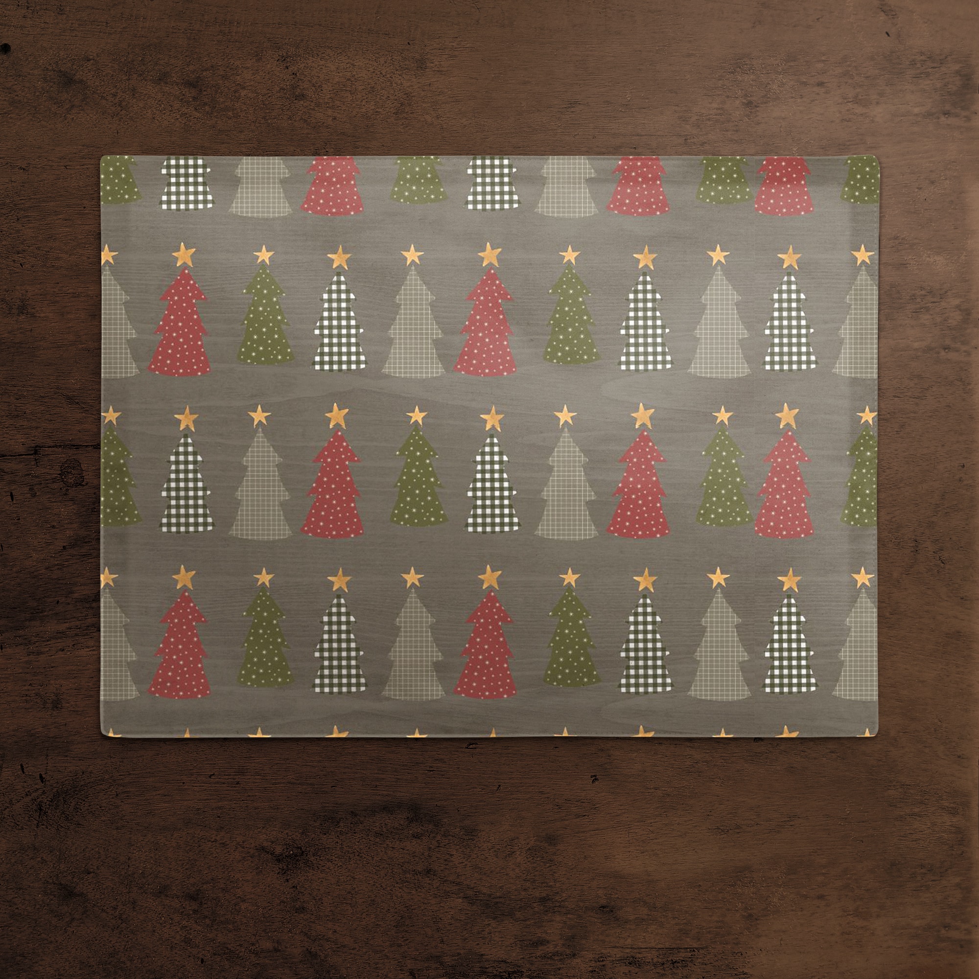 Gray Tree Pattern Cotton Twill Placemat
