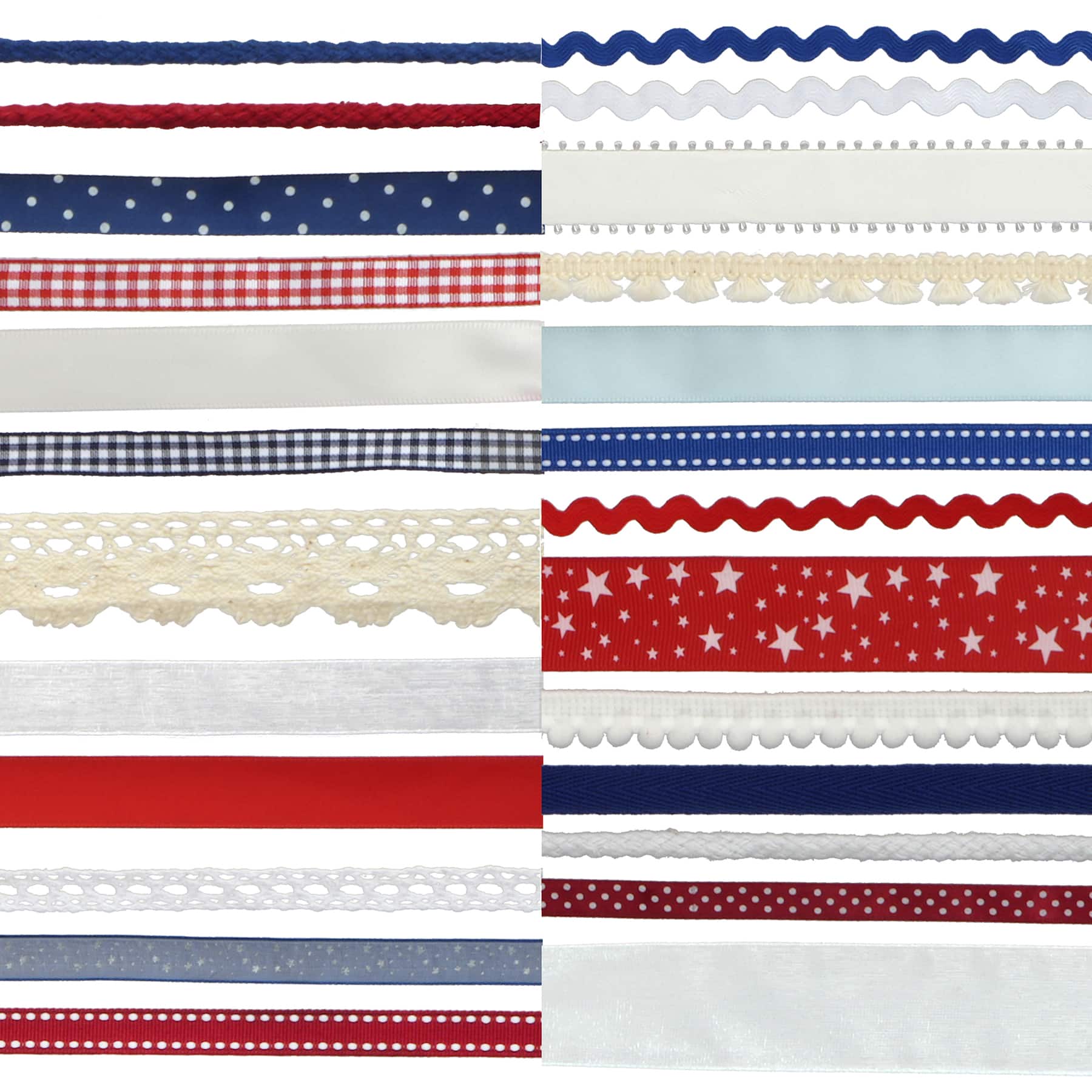1yd. Red, White &#x26; Blue Patriotic Frilly Trim Bundle by Celebrate It&#x2122;
