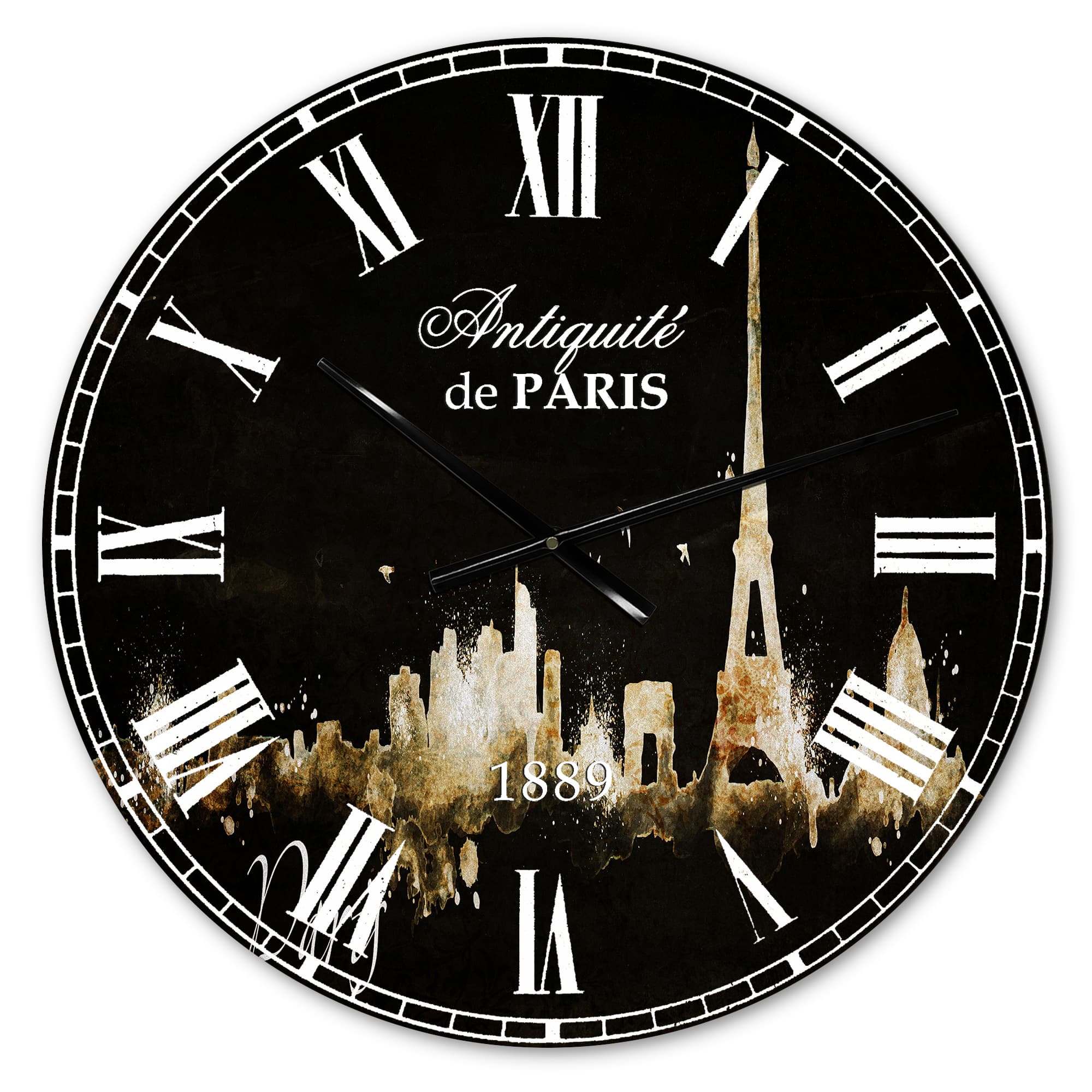 Designart 'Paris Dark Silhouette French Country Wall Clock