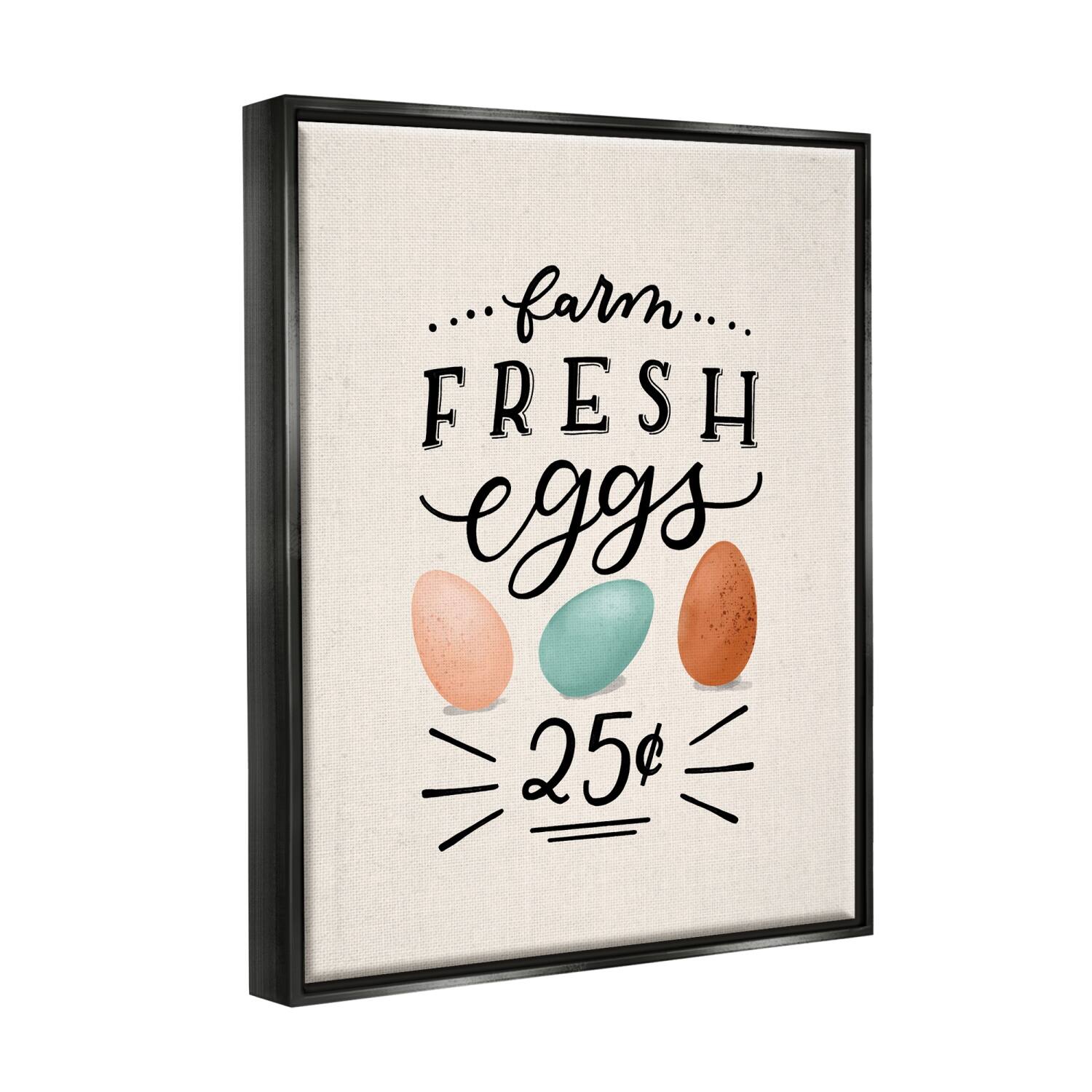 Stupell Industries Farm Fresh Eggs Sign Floater Framed Art