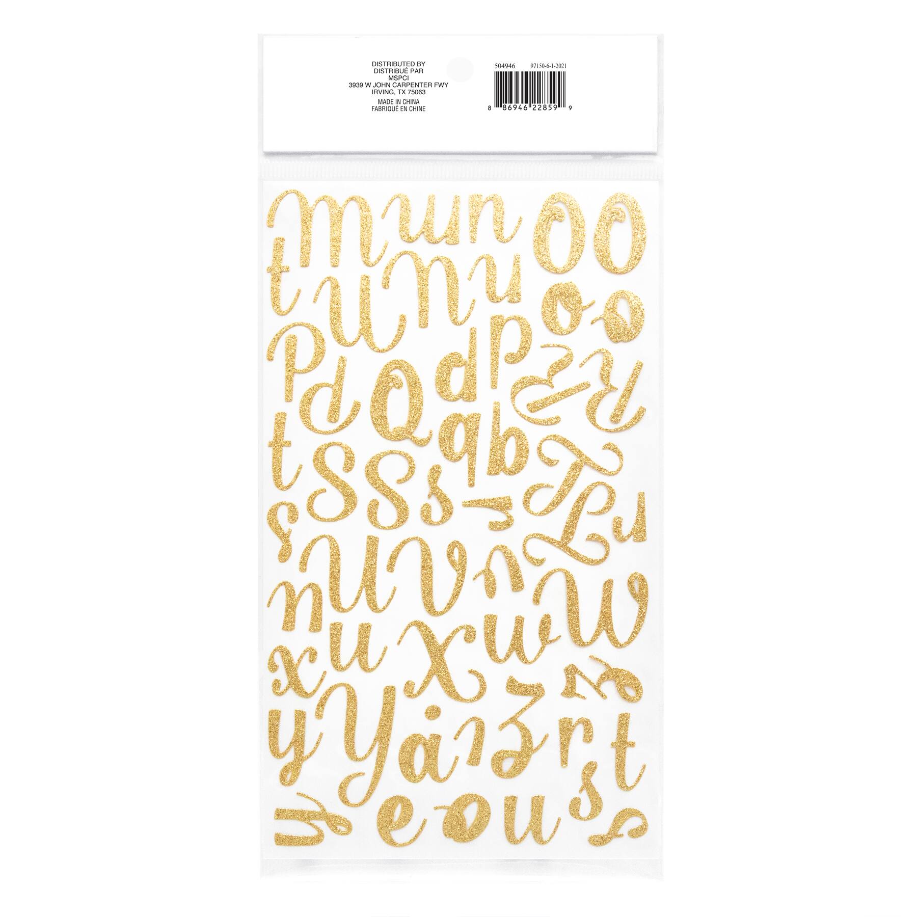 12 Pack: Gold Glitter Script Alphabet Stickers by Recollections&#x2122;