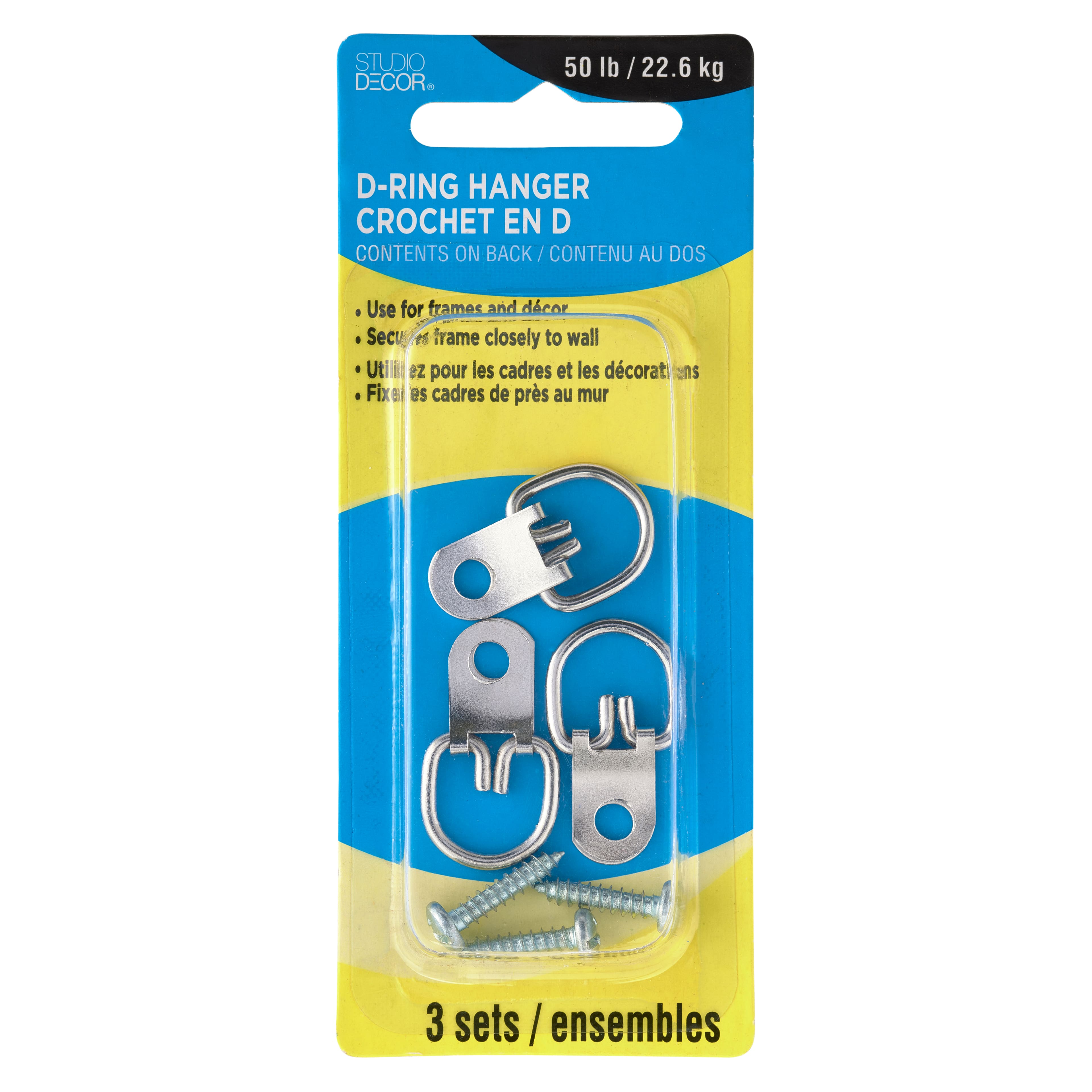 24 Packs: 3 ct. (72 total) 50lb. 1-Hole D-Ring Hanger by Studio D&#xE9;cor&#xAE;