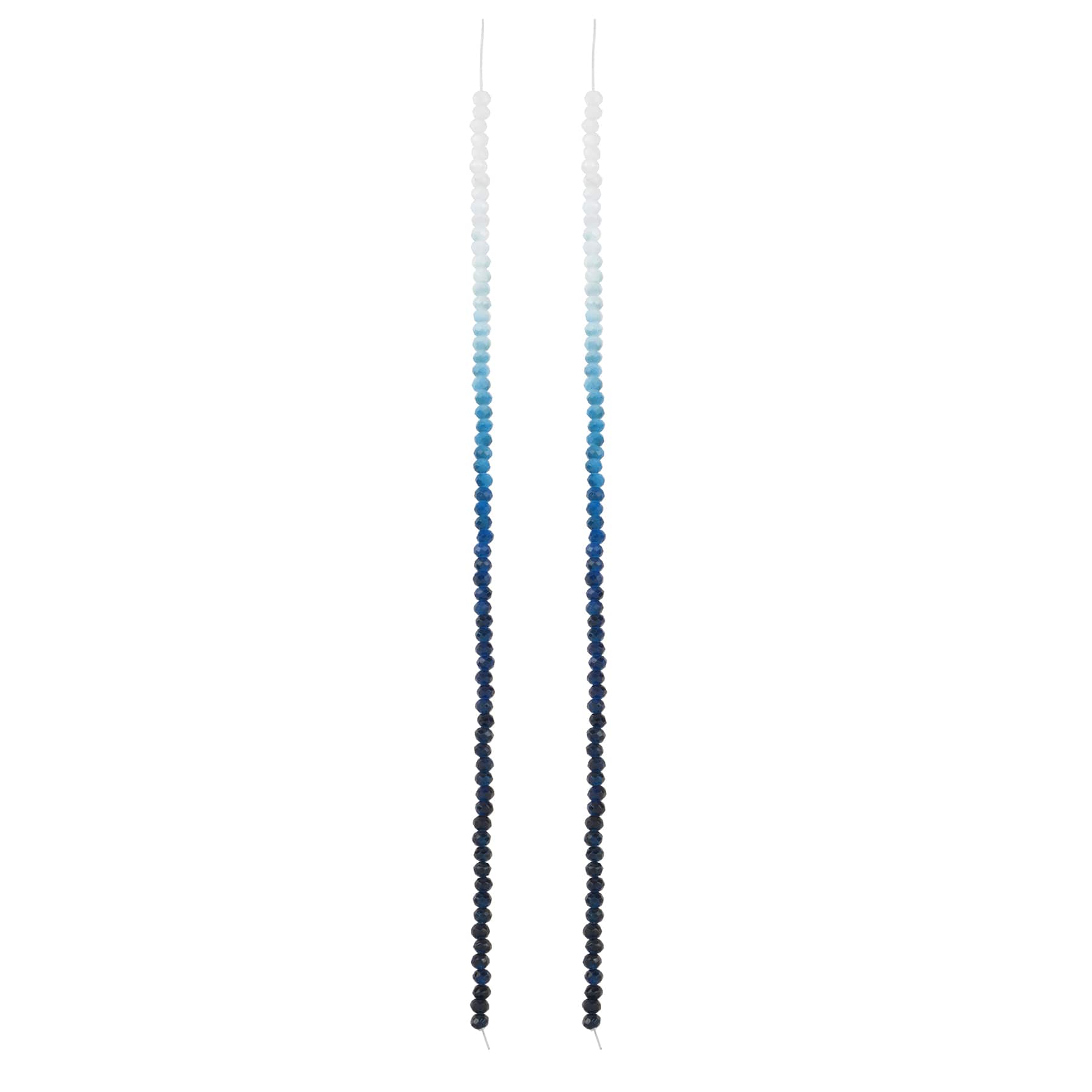 12 Pack: Blue & White Ombre Faceted Glass Rondelle Beads by Bead Landing™