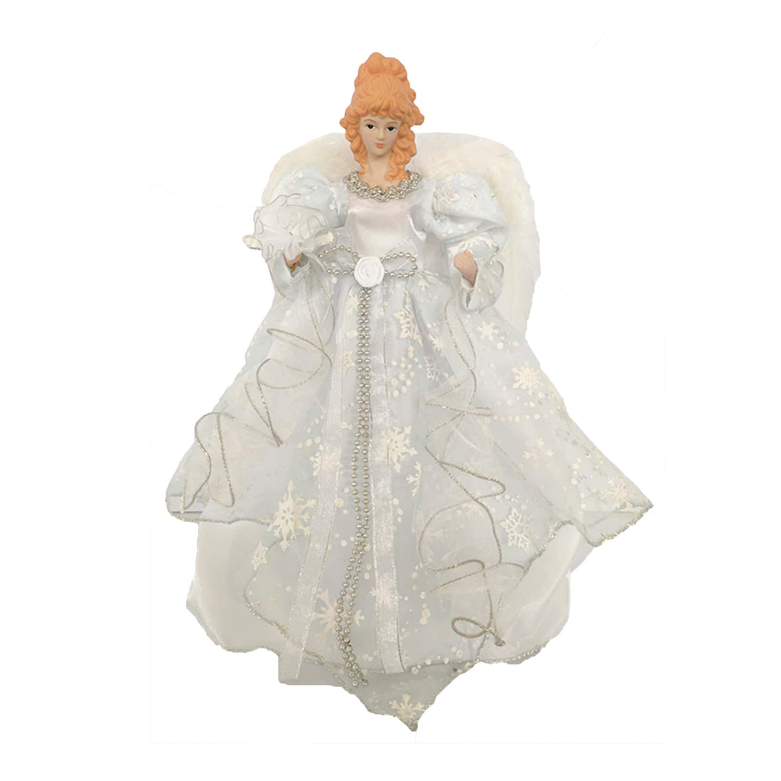 Santa&#x27;s Workshop 14&#x22; White &#x26; Silver Angel Tree Topper