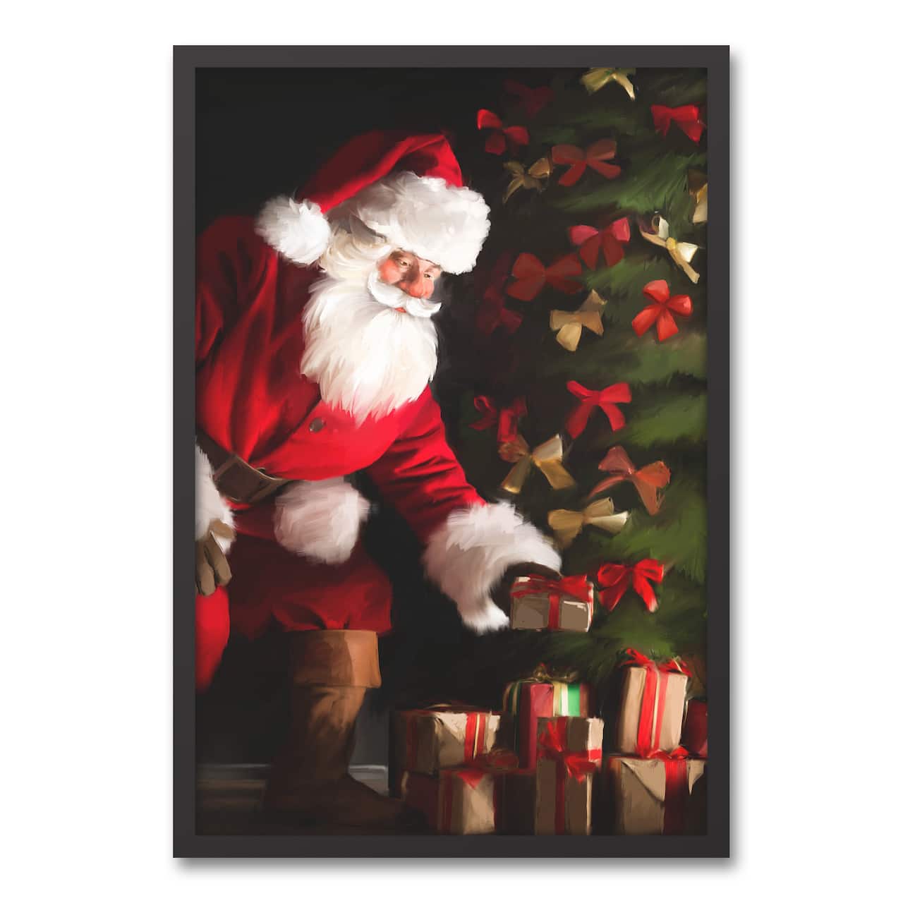 Santa Delivering Christmas Gifts Black Framed Wall Art | Michaels