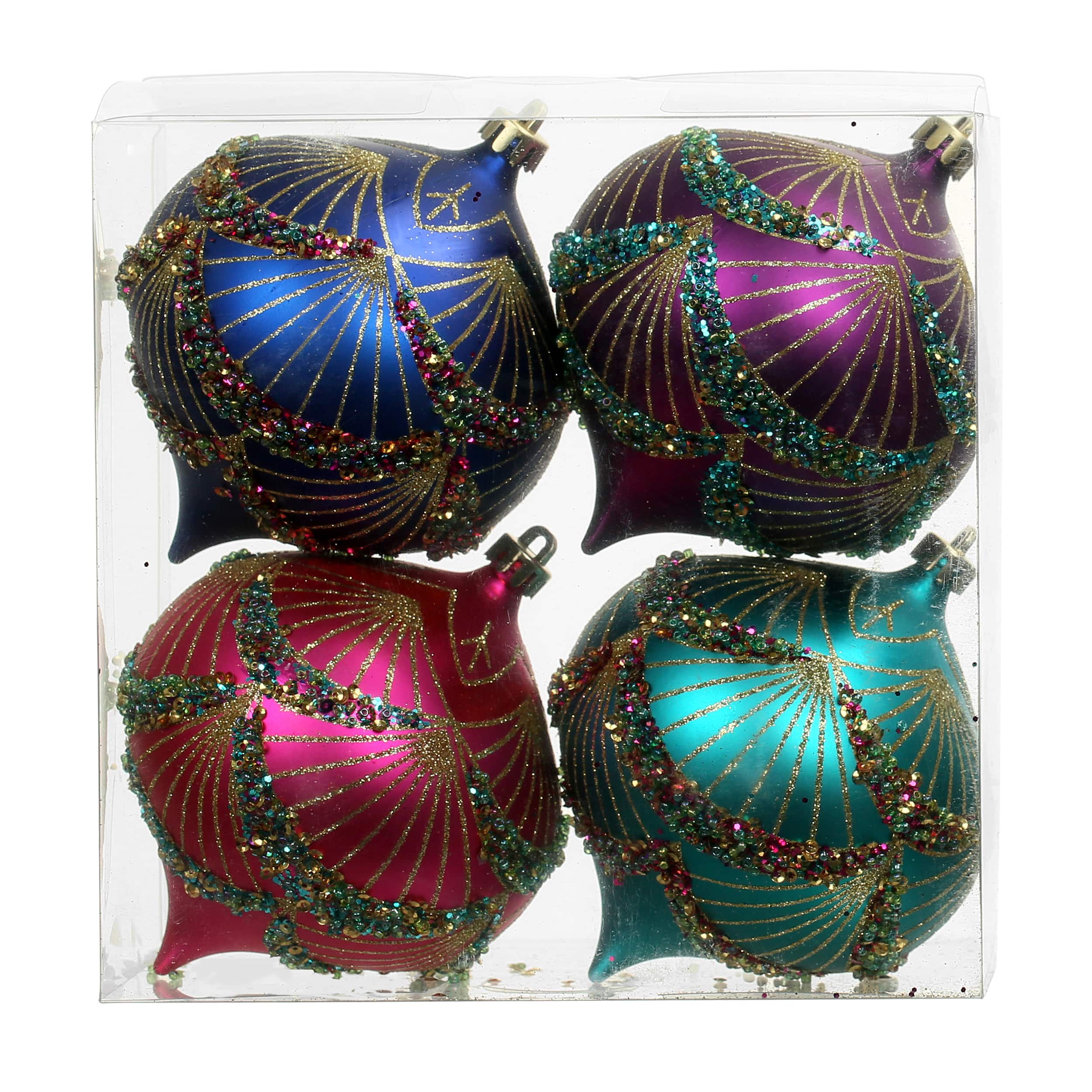 4 Pack 4.7&#x22; Jewels &#x26; Jolly Shatterproof Onion Ornaments by Ashland&#xAE;