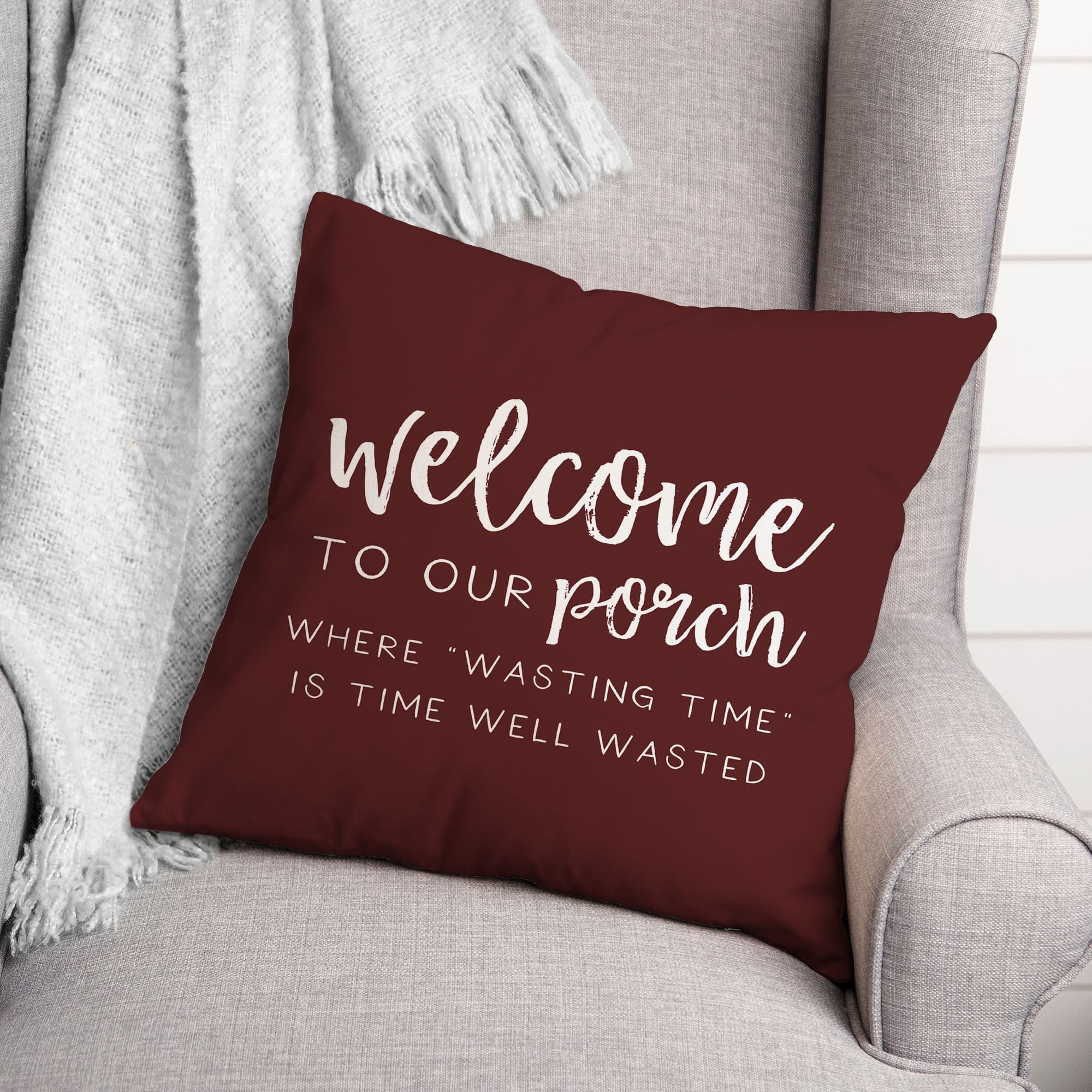 18&#x22; x 18&#x22; Welcome to Our Porch Versatile Throw Pillow