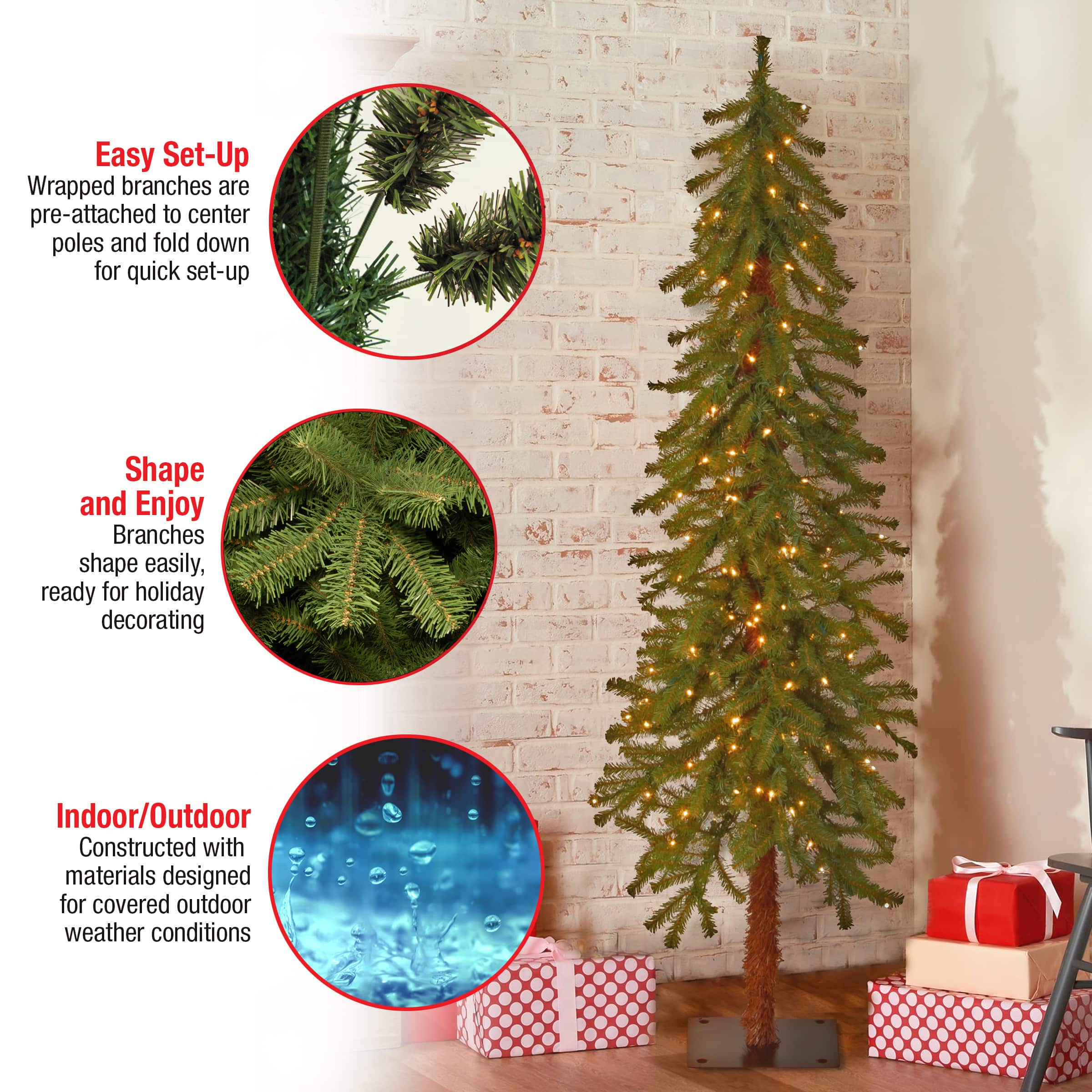 5 ft. Pre-Lit Hickory Cedar Artificial Christmas Tree, Clear Lights