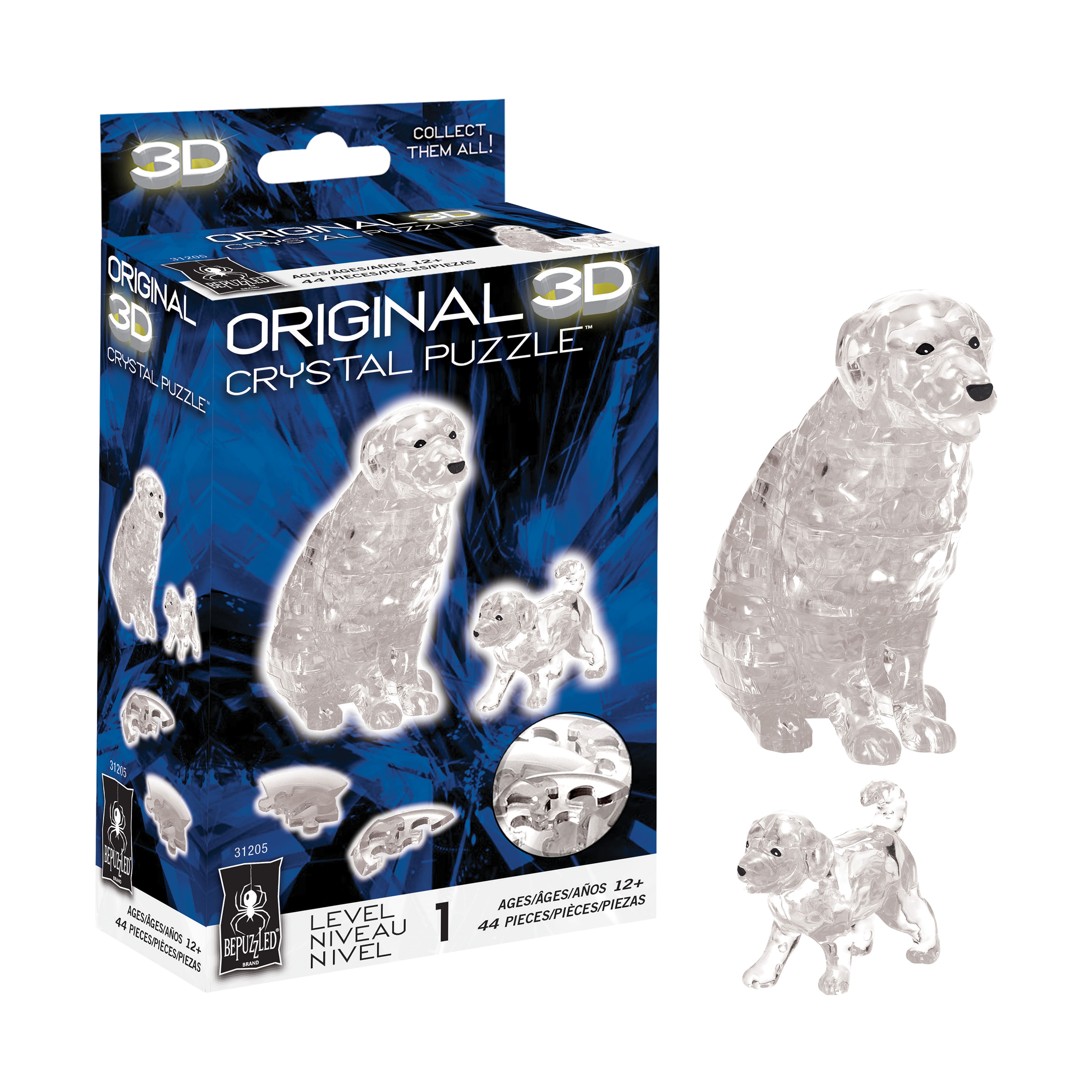 3D Crystal Puzzle - Dog &#x26; Puppy (White): 44 Pcs