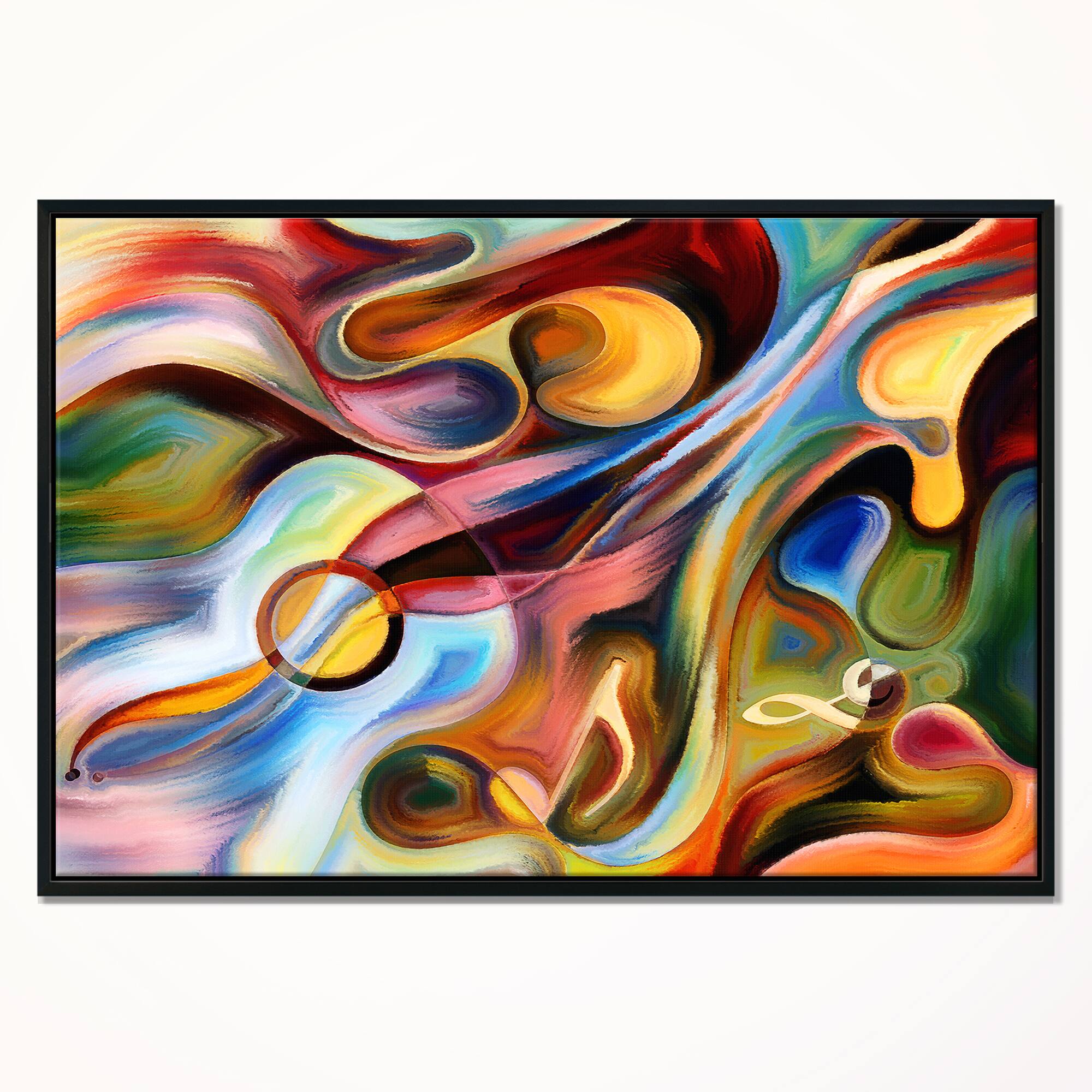 Designart - Music beyond the Frames - Music Canvas Art Print in Black Frame