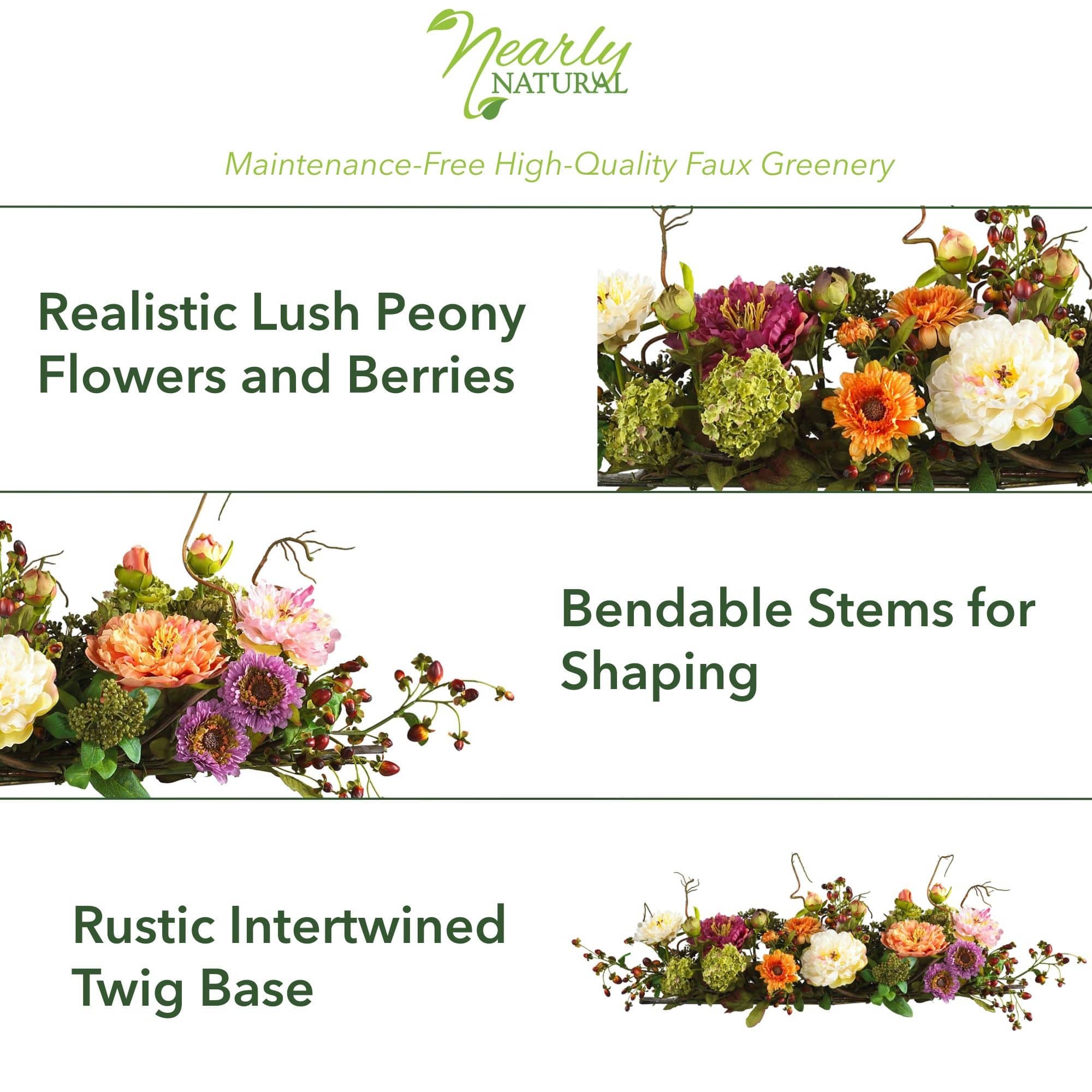 2.8ft. Mixed Peony Centerpiece Arrangement