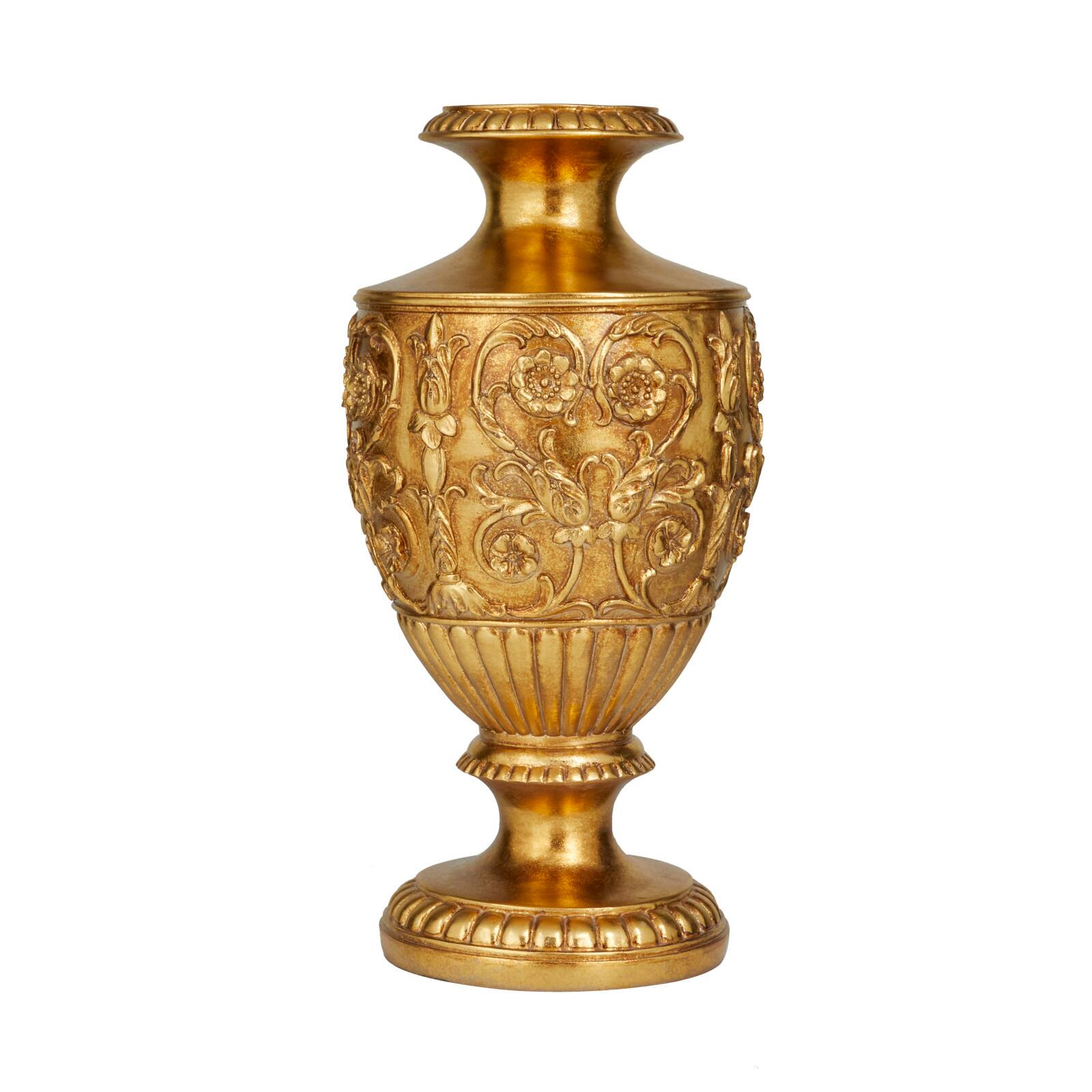 Gold Polystone Traditional Vase, 8" x 8" x 8"
