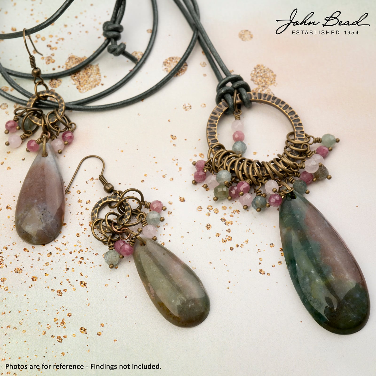 John Bead Earth&#x2019;s Jewels Natural Stone Teardrop Pendant Slices