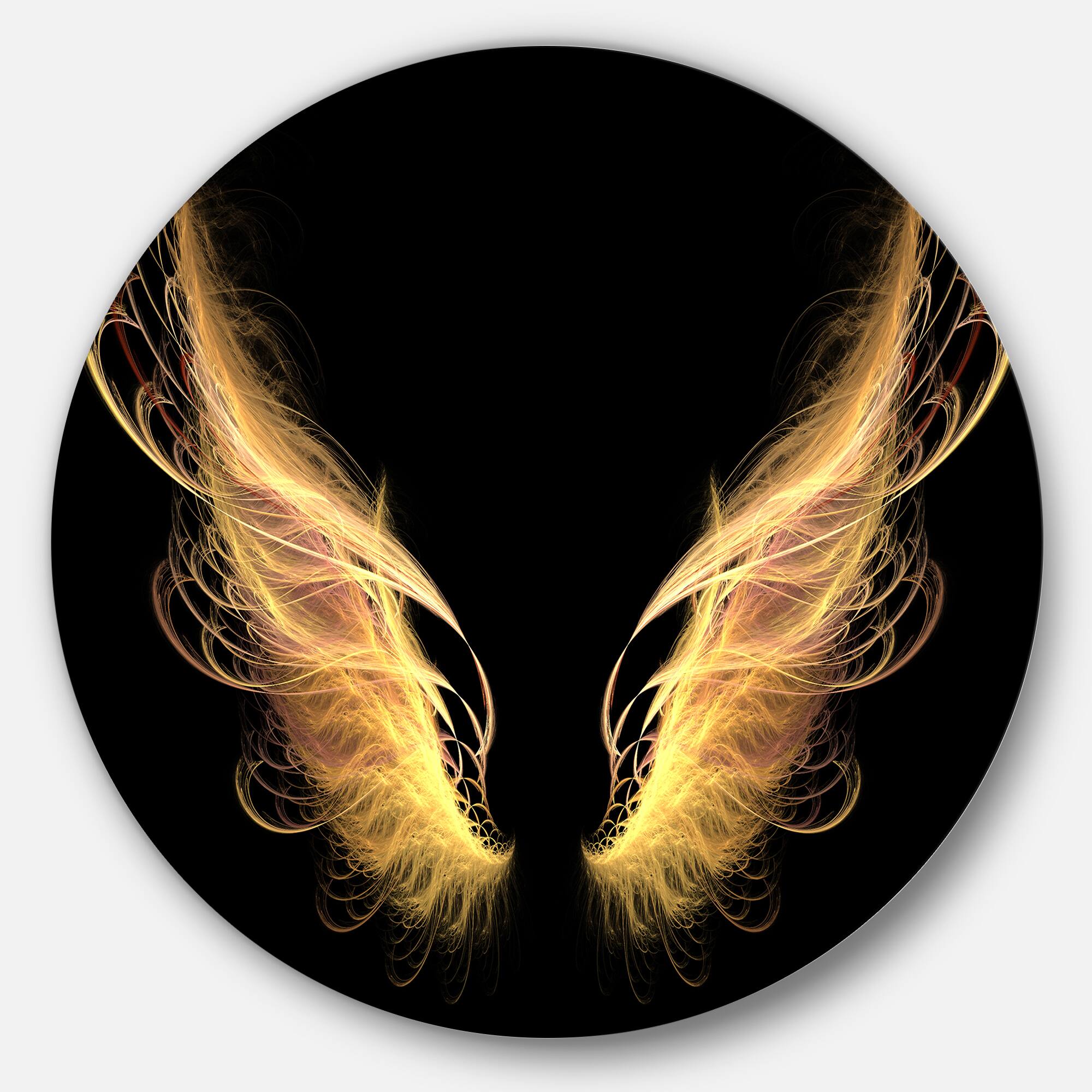 Designart - Golden Angel Wings on Black' Disc Oversized Abstract Metal Art