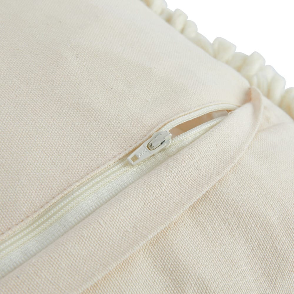 Hello Honey® Cream & Red "Peachy" Tufted Wool & Cotton Lumbar Pillow