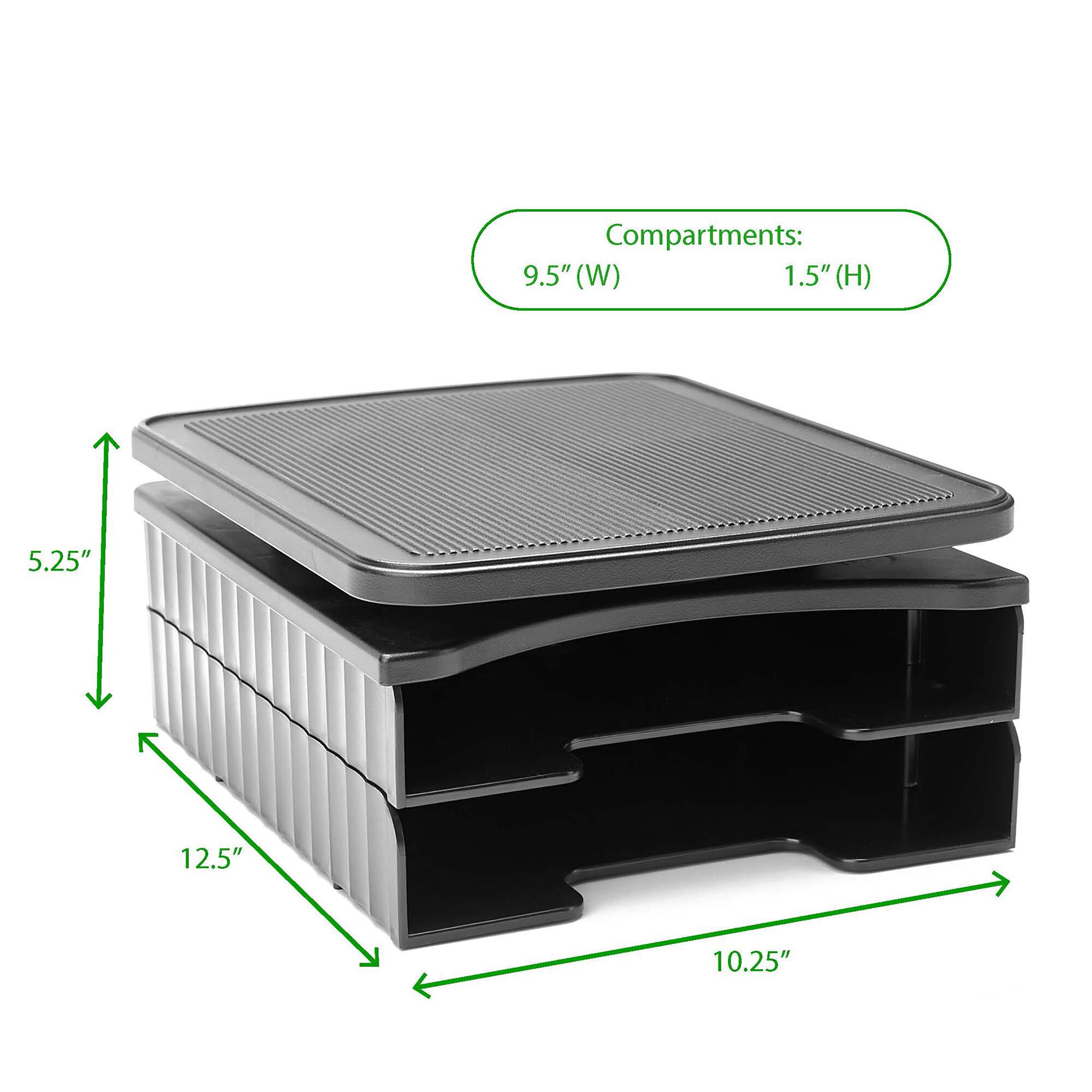 Mind Reader Black 2-Tier Swivel Top File Organizer