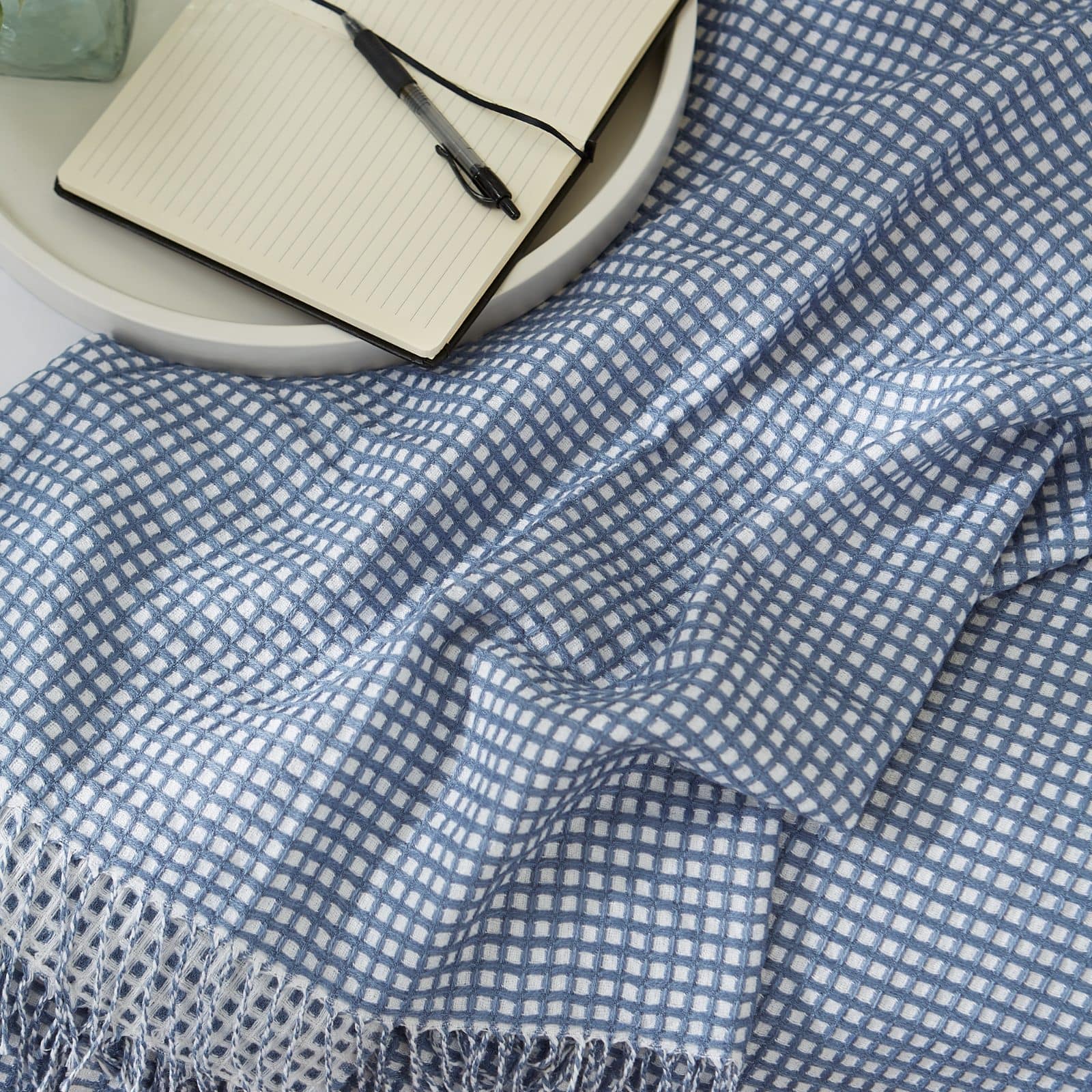 DII® Stonewash Blue & White Waffle Knit Throw