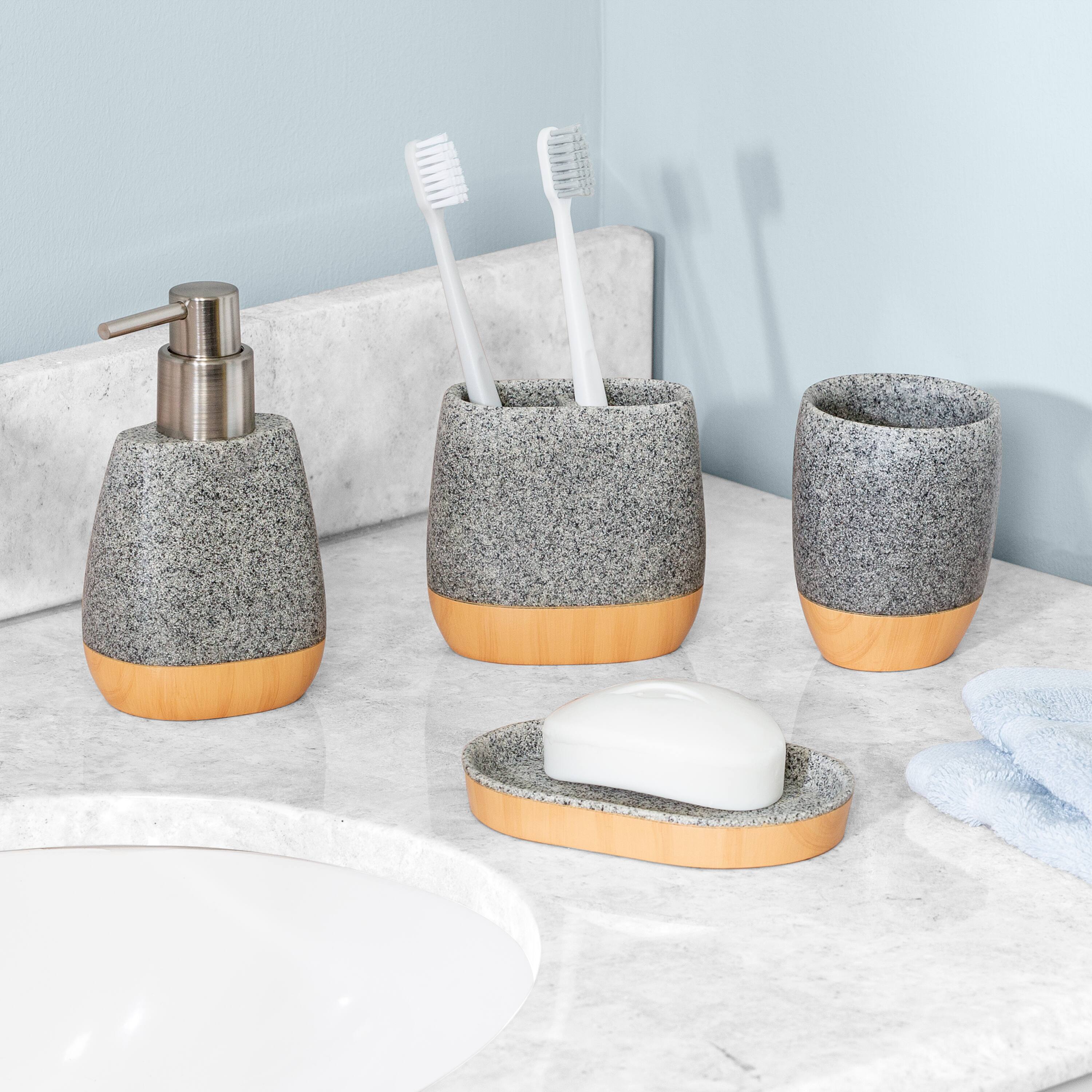 Honey Can Do Gray Speckled Bath Accessory Set