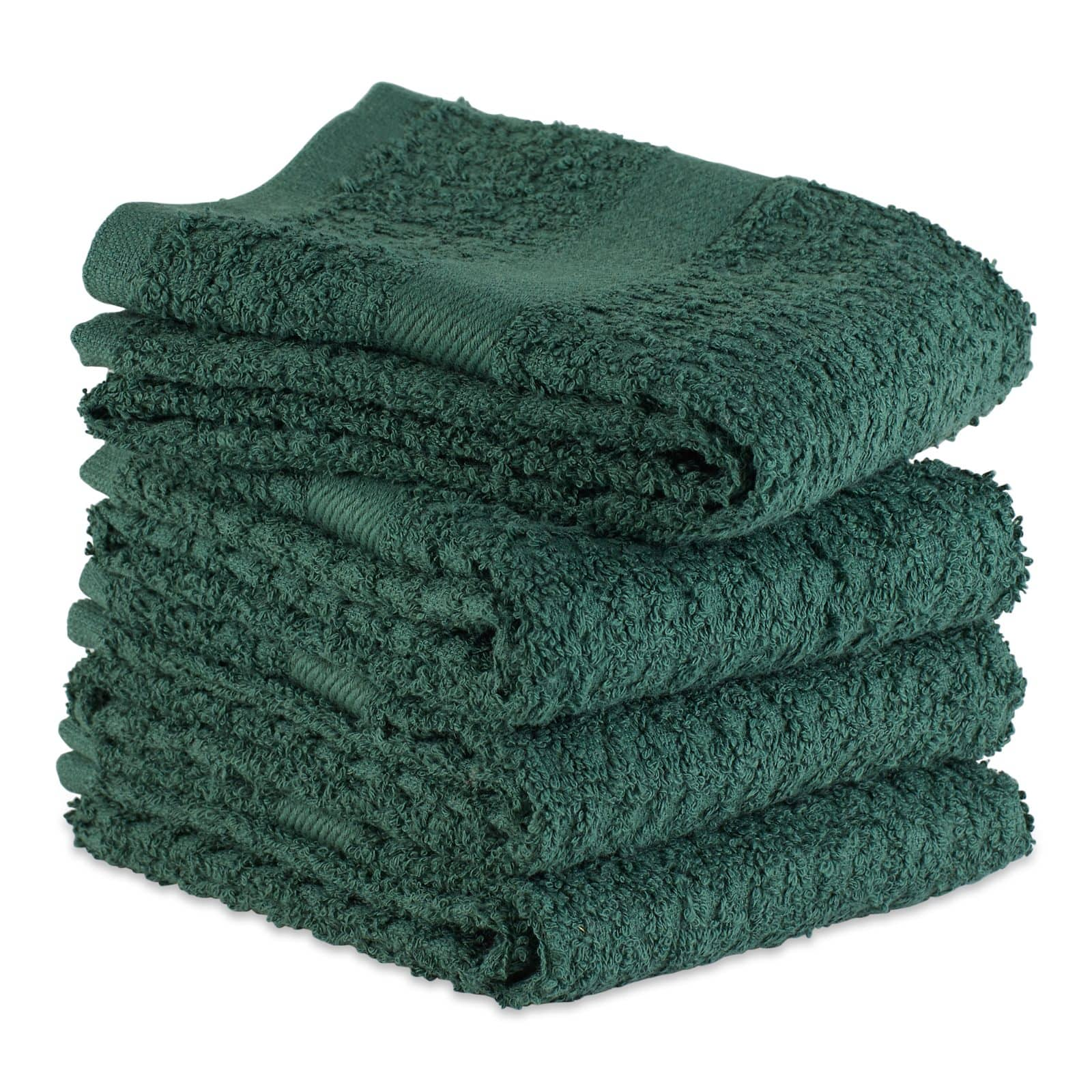 DII® Solid Dark Green Waffle Terry Dishtowel, 4ct.