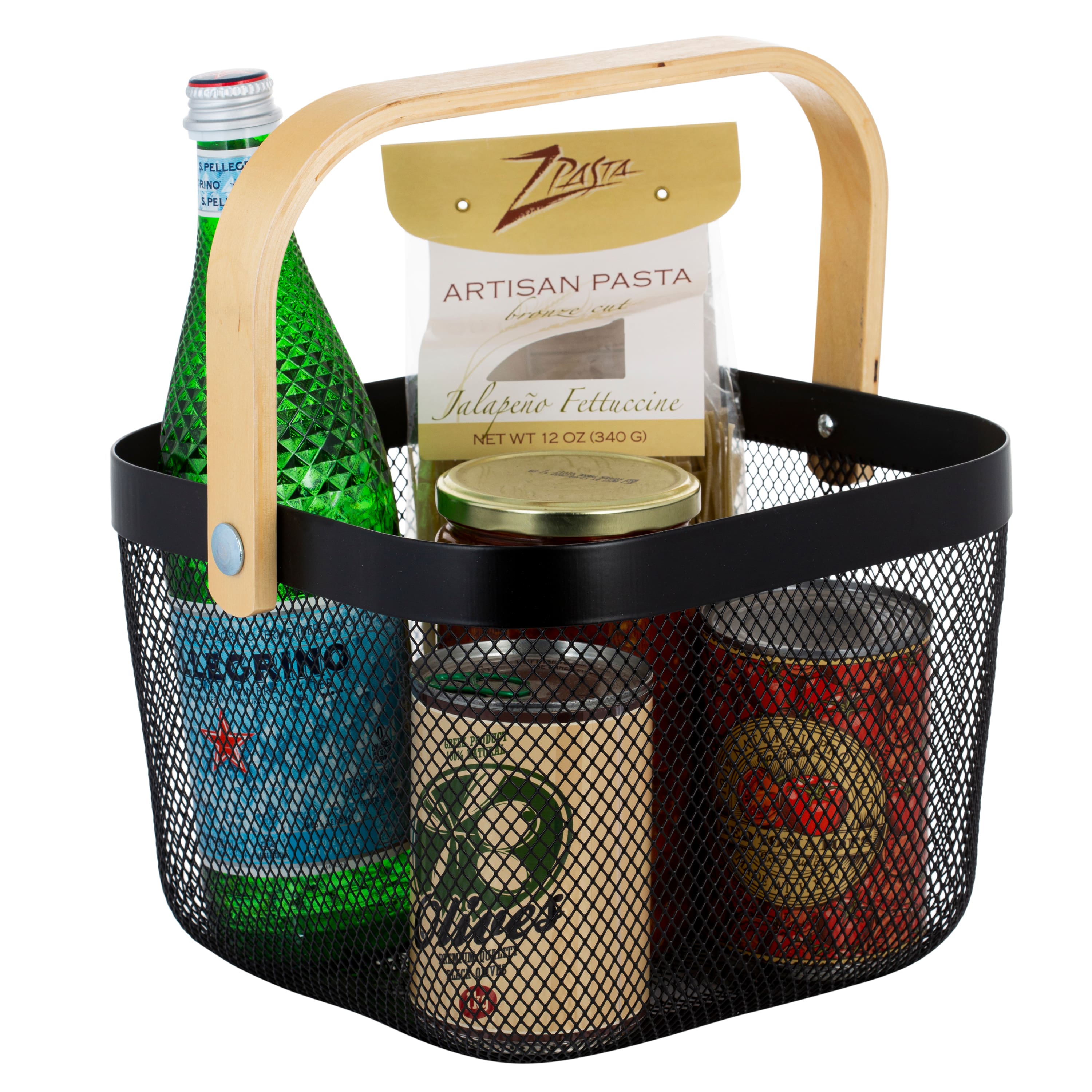 Simplify Black Mesh Tote with Bamboo Handle